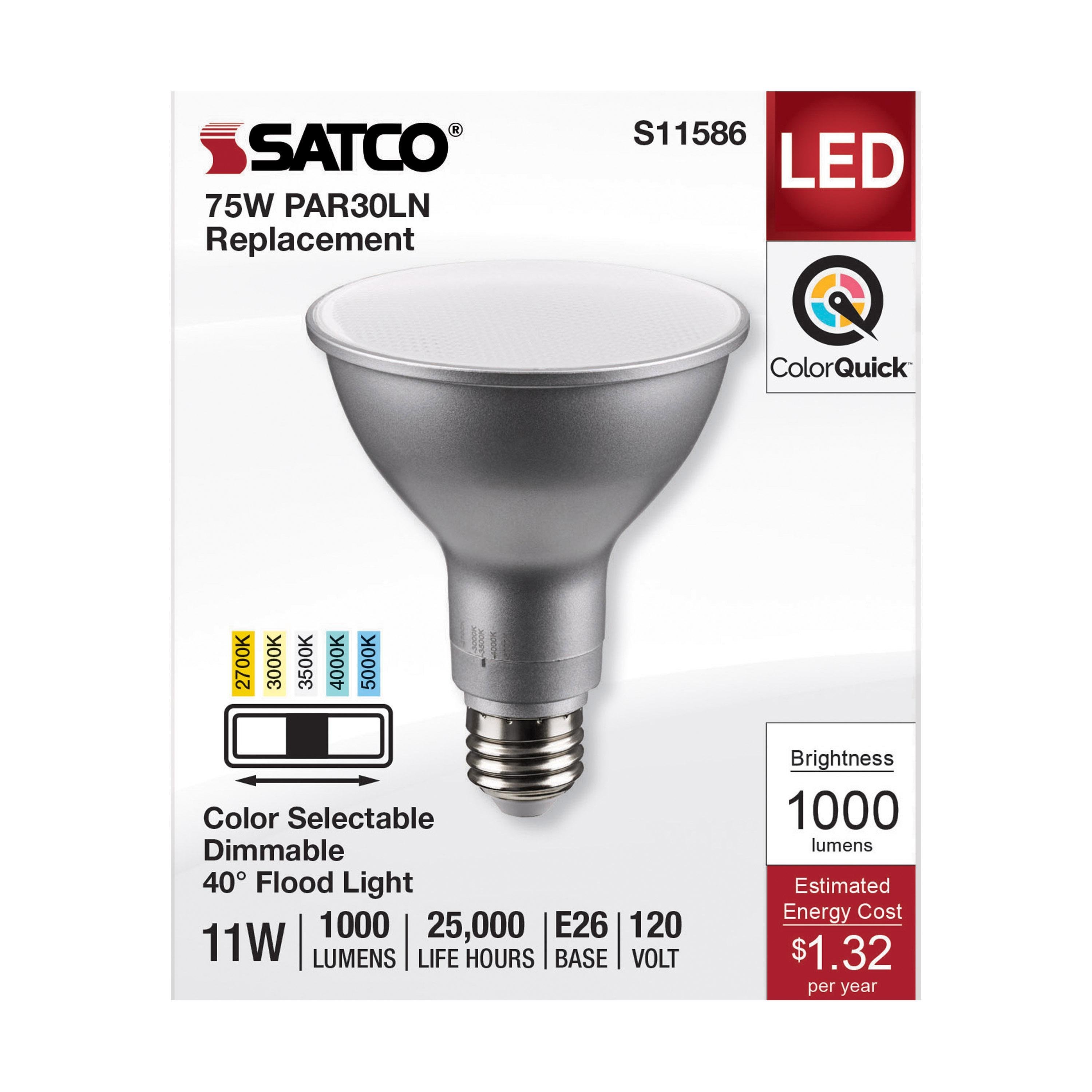 Picture of S11586 - 11 Watt PAR30LN LED - Medium Base - Silver Finish - CCT Selectable - 120 Volt - 40 Degree Beam Angle