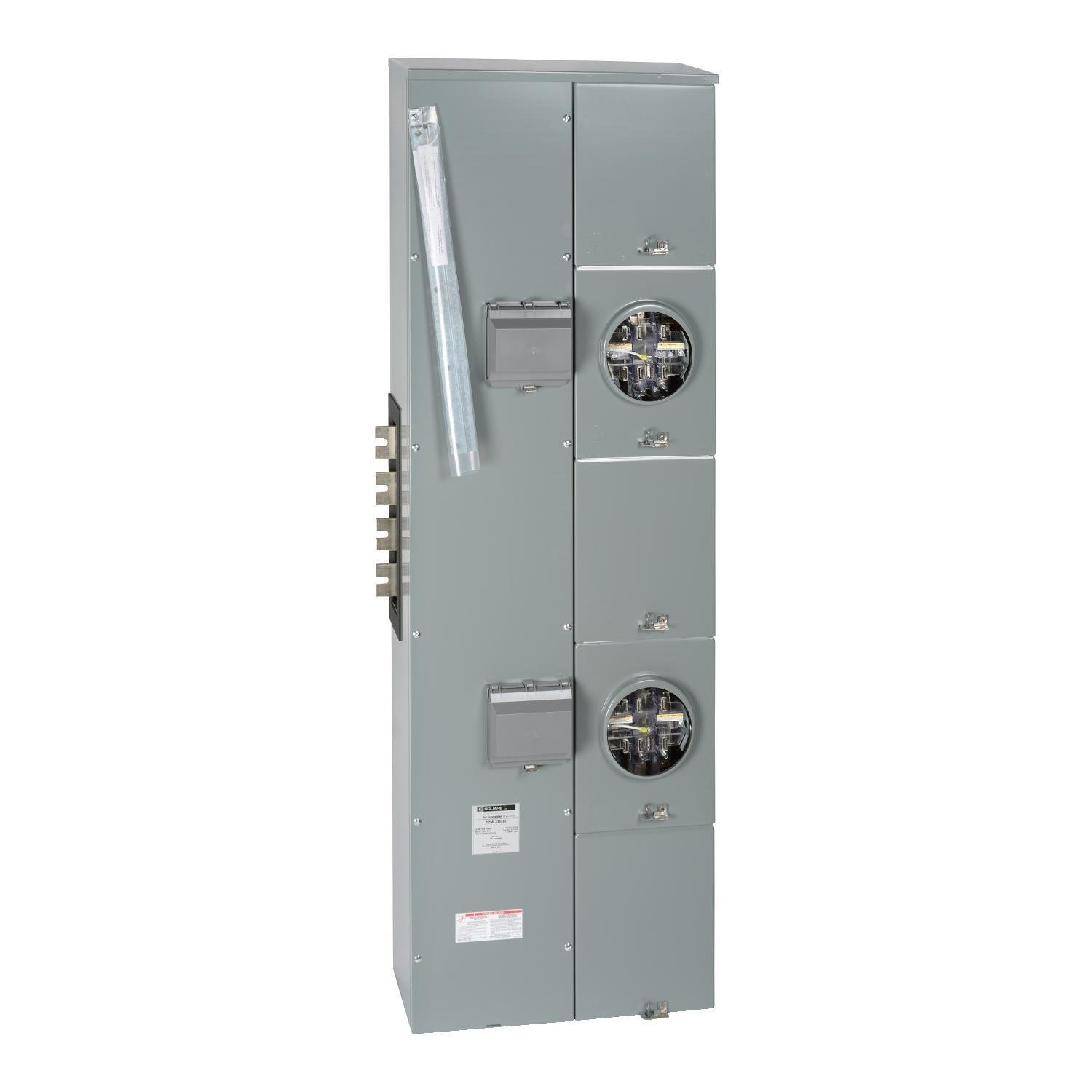 EZML332400 - Branch unit, EZ Meter-Pak, 400A, 2 x 7 jaw sockets, 208Y/120VAC, lever bypass, ringless, 1200A Cu busbar