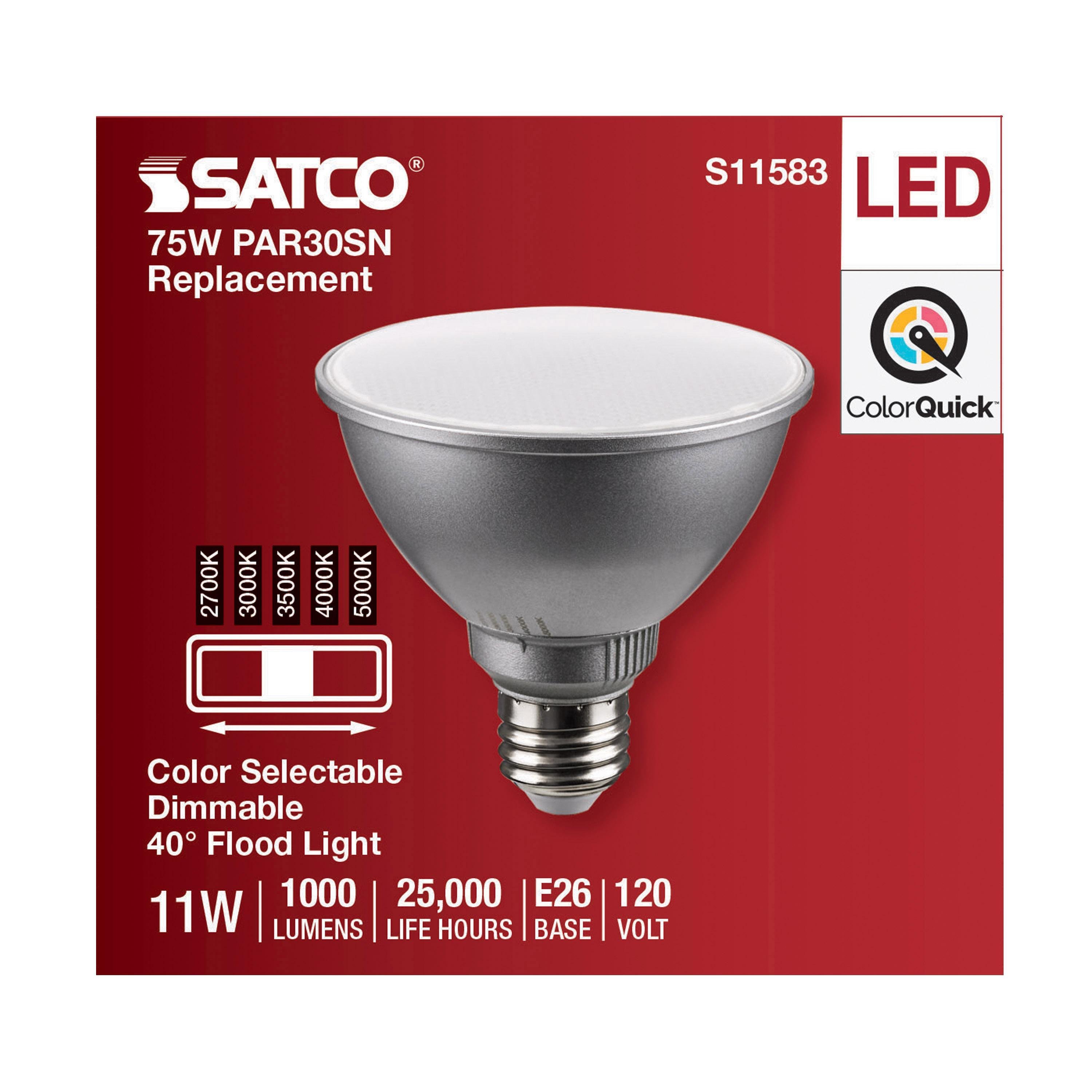 Picture of S11583 - 11 Watt PAR30SN LED - Medium Base - Silver Finish - CCT Selectable - 120 Volt - 40 Degree Beam Angle