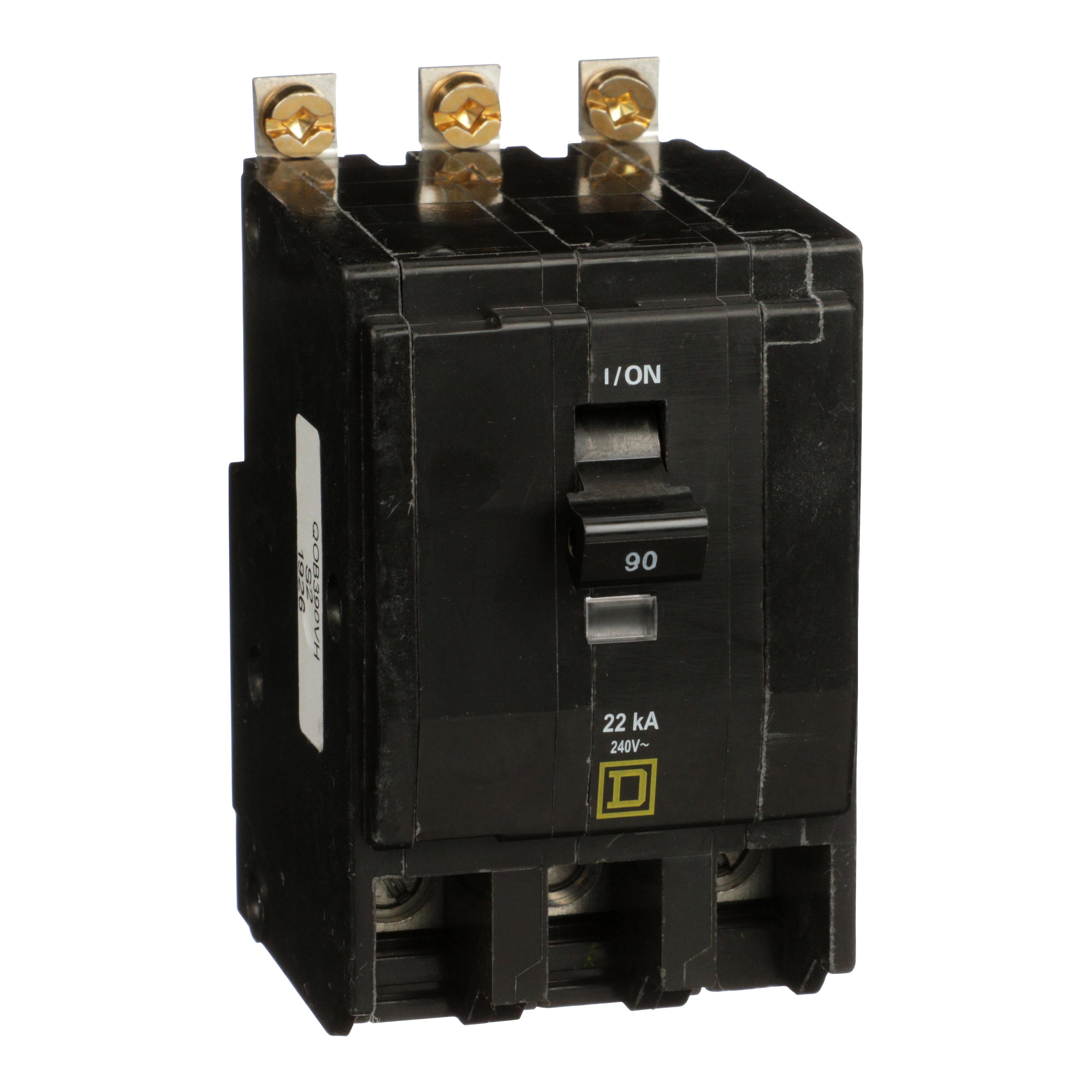 QOB390VH - Mini circuit breaker, QO, 90A, 3 pole, 120/240VAC, 22kA, bolt on