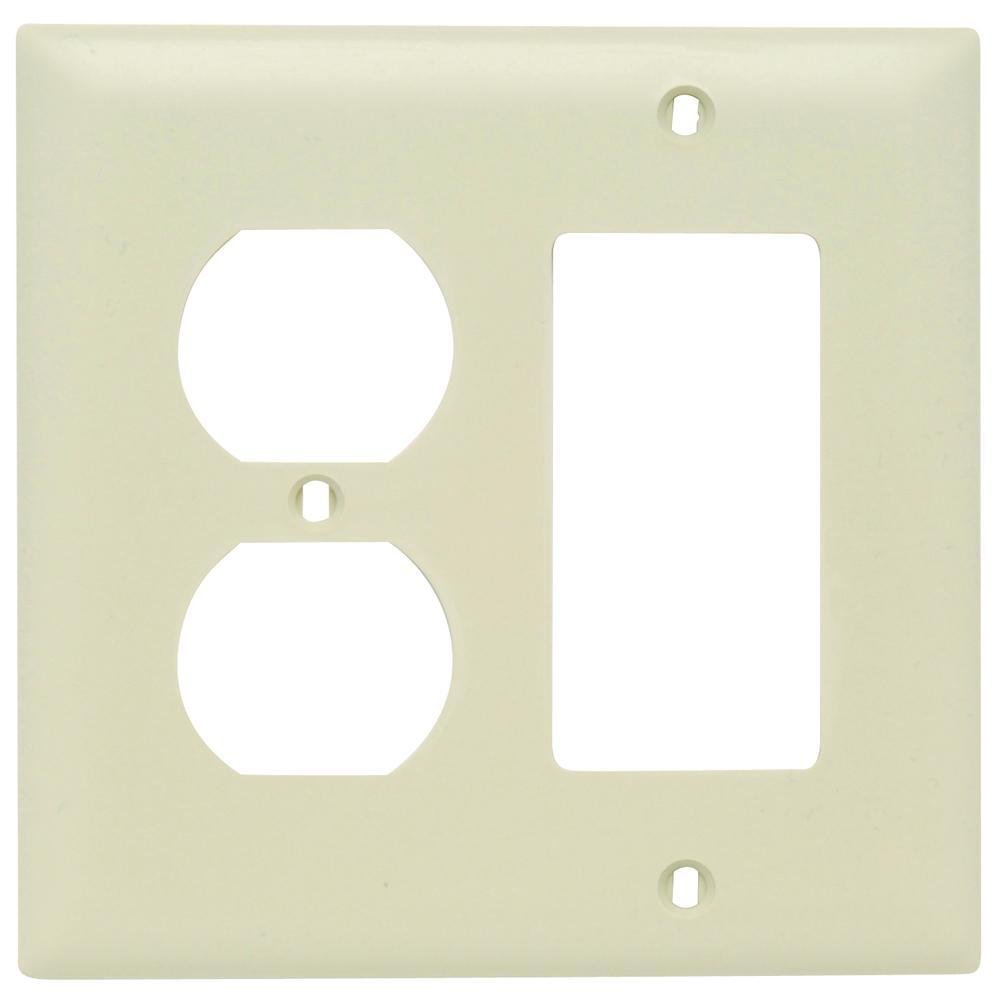 TP826I - TradeMaster® 2-Gang Nylon Wall Plate, 1 Duplex Receptacle Opening, 1 Decorator Opening, Ivory