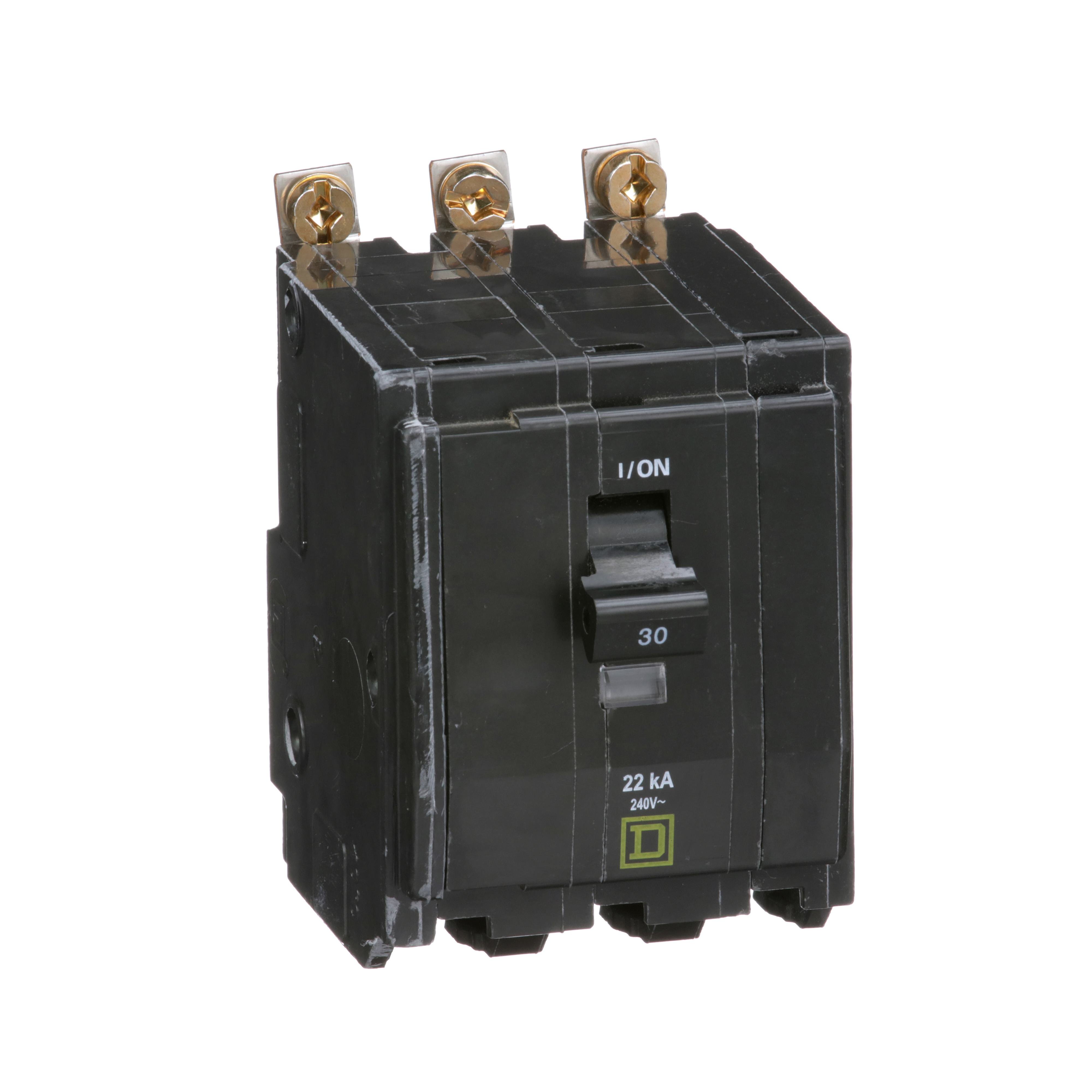 QOB330VH - Mini circuit breaker, QO, 30A, 3 pole, 120/240VAC, 22kA, bolt on