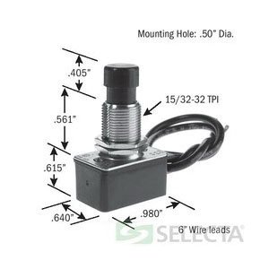 SS105-BG - Pushbutton Switch, SPST, ON-OFF, 10 Amp