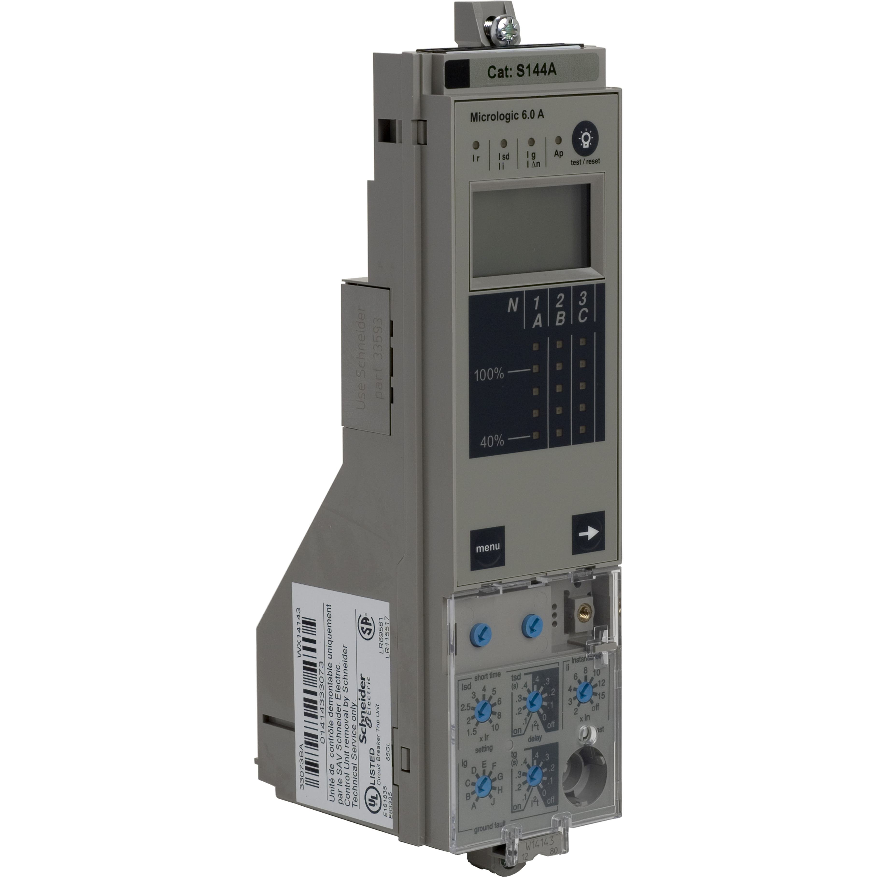 S144A - Trip unit, PowerPact P, R, with rating plug, Micrologic 6.0, LSIG protection