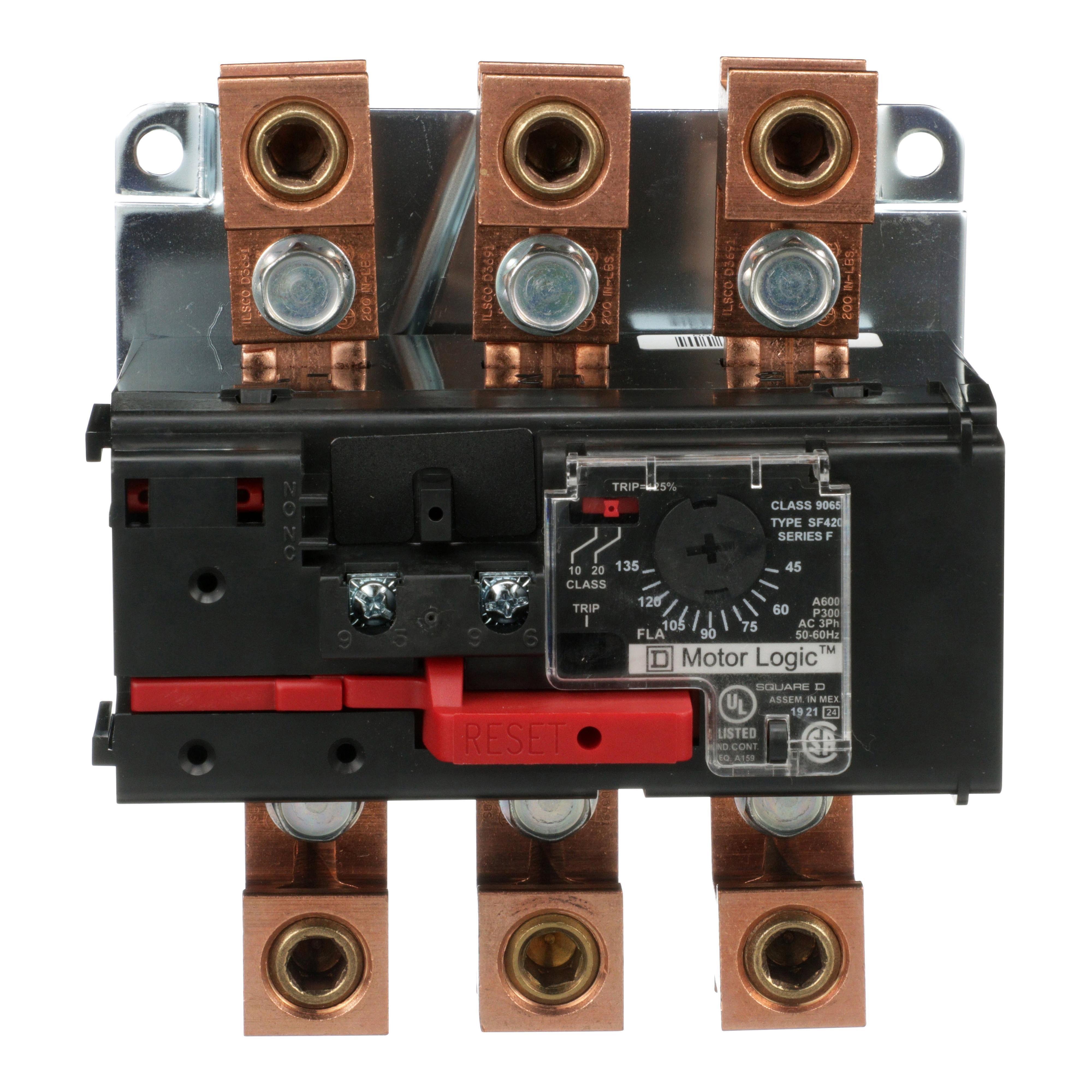 9065SF420 - Overload Relay, Motor Logic, solid state overload relay, NEMA Size 4, 3 pole, 45A to 135A, 600VAC, separate mount