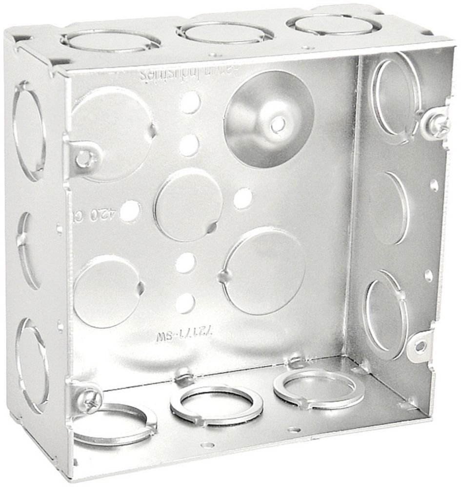 72171-SW - Welded Junction Box 2-1/8" Deep 1/2 & 3/4" KOs, 4-11/16", 25 Pak