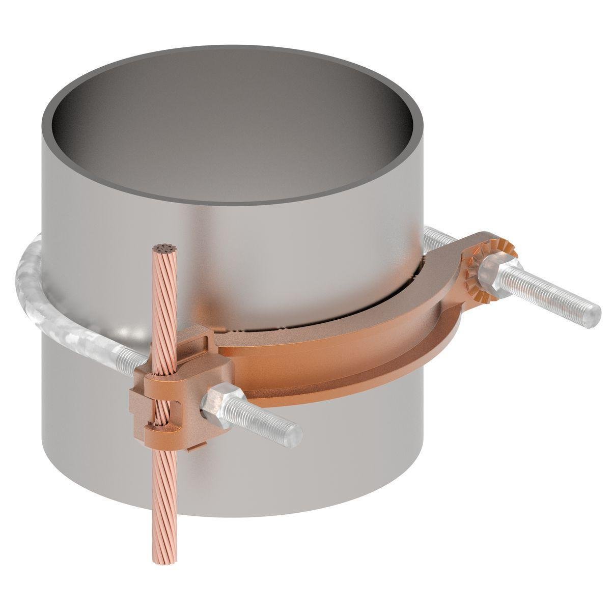 Picture of GAR3905 - Mechanical Grounding Connector, Conductor to Water Pipe, 4-4/0 AWG, 4" - 5" Pipe, 3/8" Stud