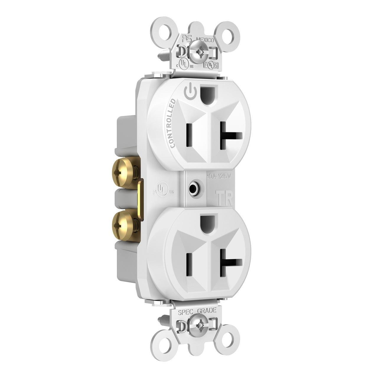 Picture of TR5362CHW - 20A 125V Hard Use Spec-Grade Tamper-Resistant Half-Controlled Plug Load Decorator Duplex Receptacle, White
