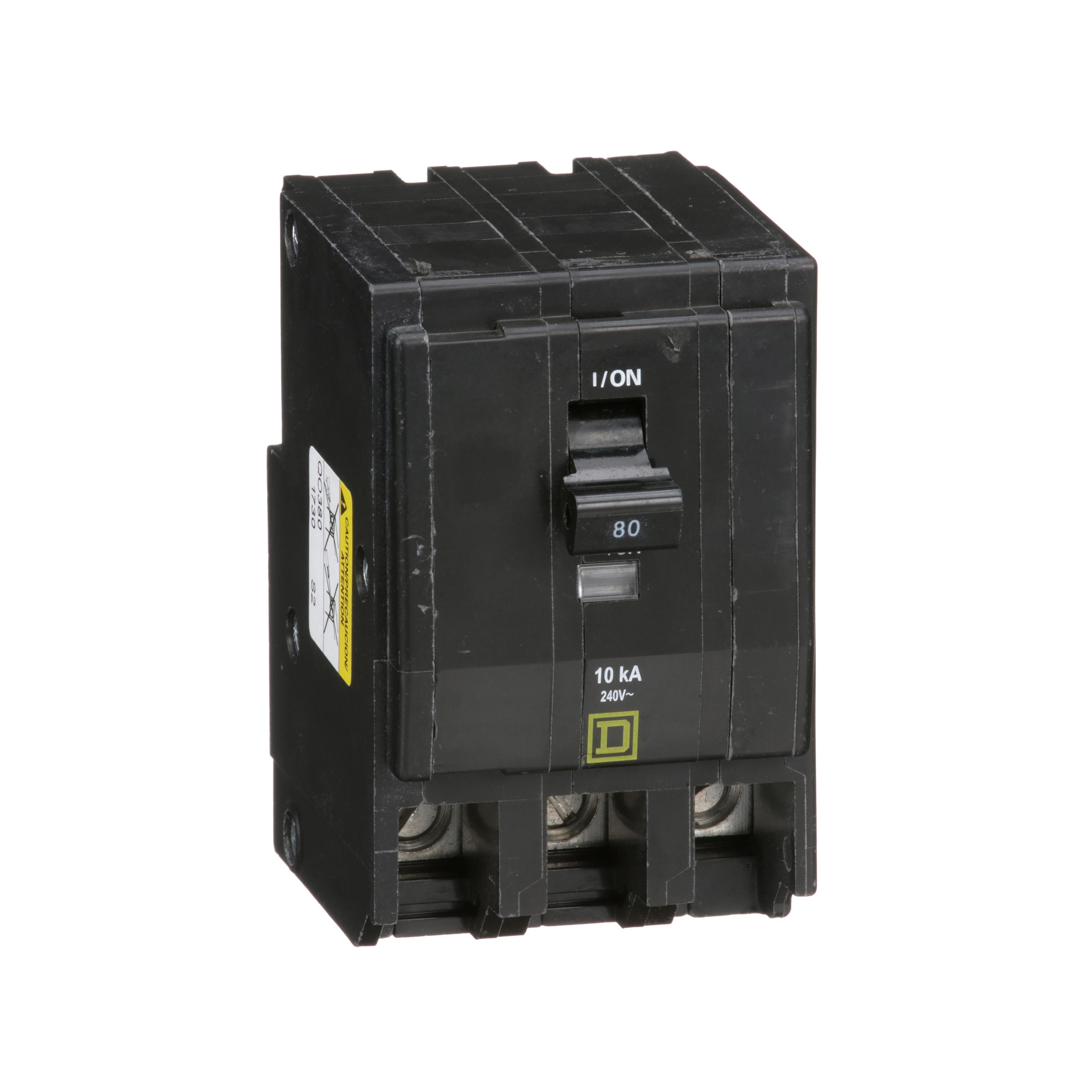 QO380 - Mini circuit breaker, QO, 80A, 3 pole, 120/240VAC, 10kA, plug in