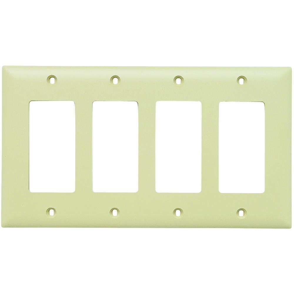 TP264-I - TradeMaster® 4-Gang Nylon Wall Plate, 4 Decorator Openings, Ivory