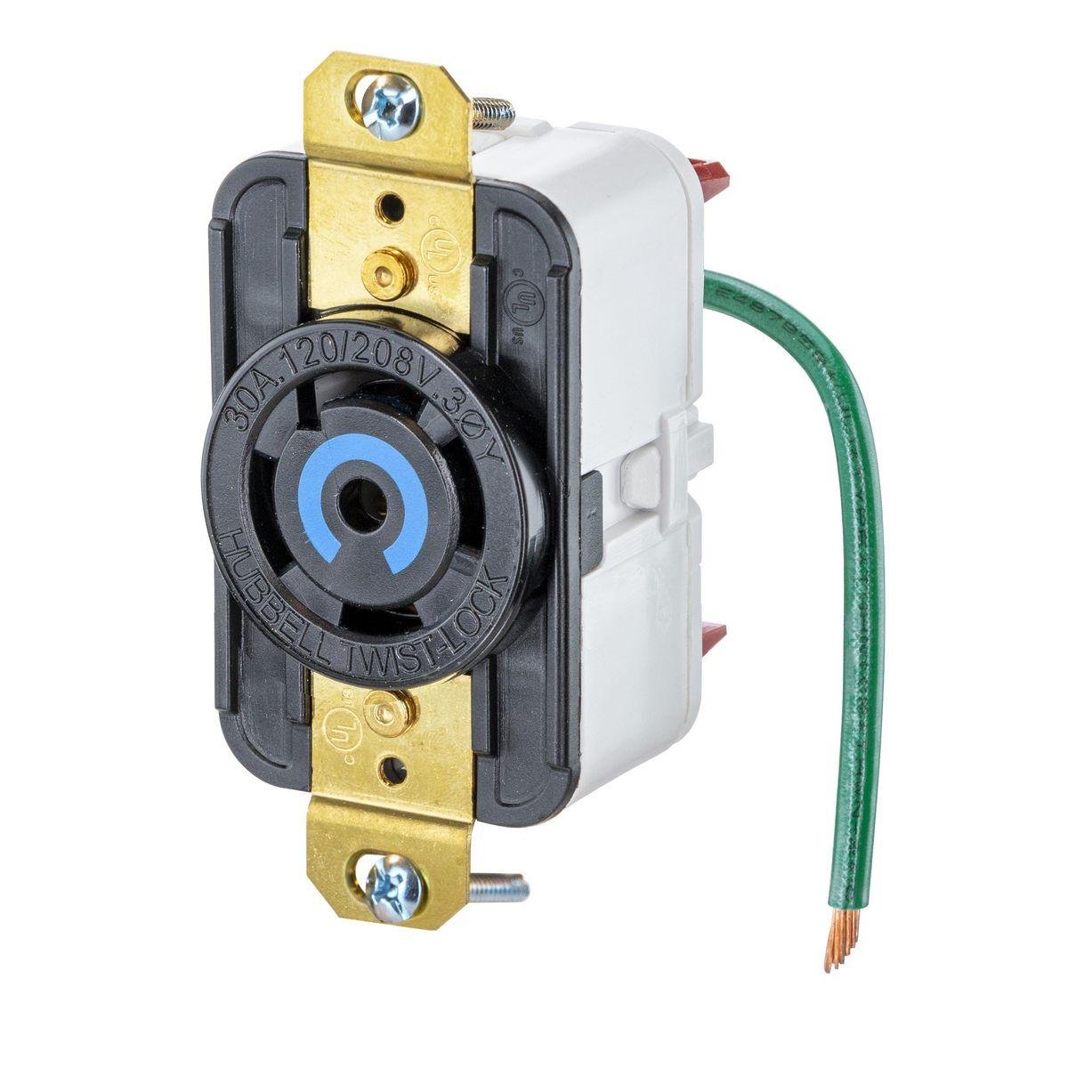 Picture of HBL2810ST - EdgeConnect™ Twist-Lock® Receptacle, 30A 3P 120/208V, L21-30R, BK, with Spring Termination