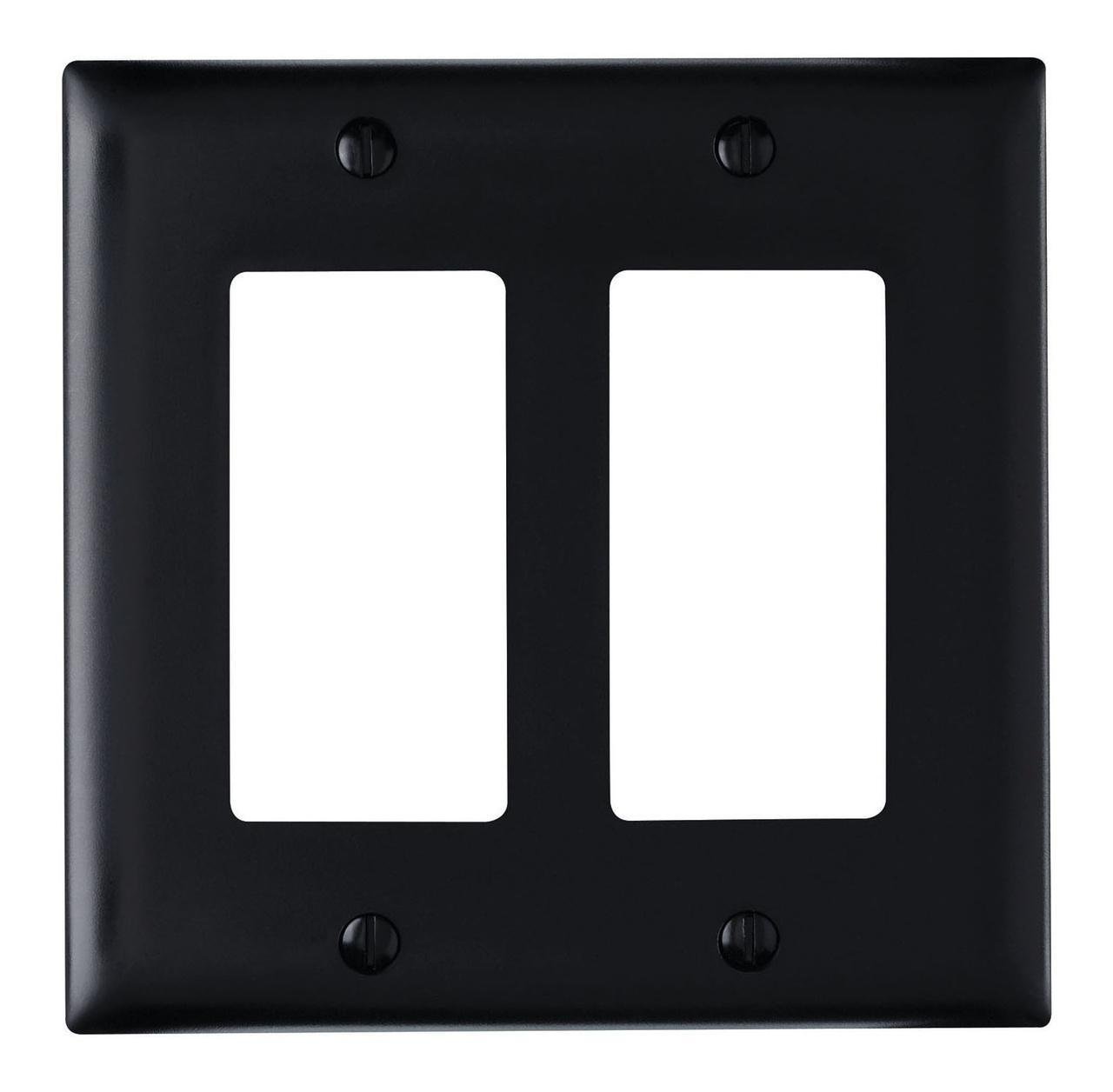 TP262-BK - TradeMaster® 2-Gang Nylon Wall Plate, 2 Decorator Openings, Black