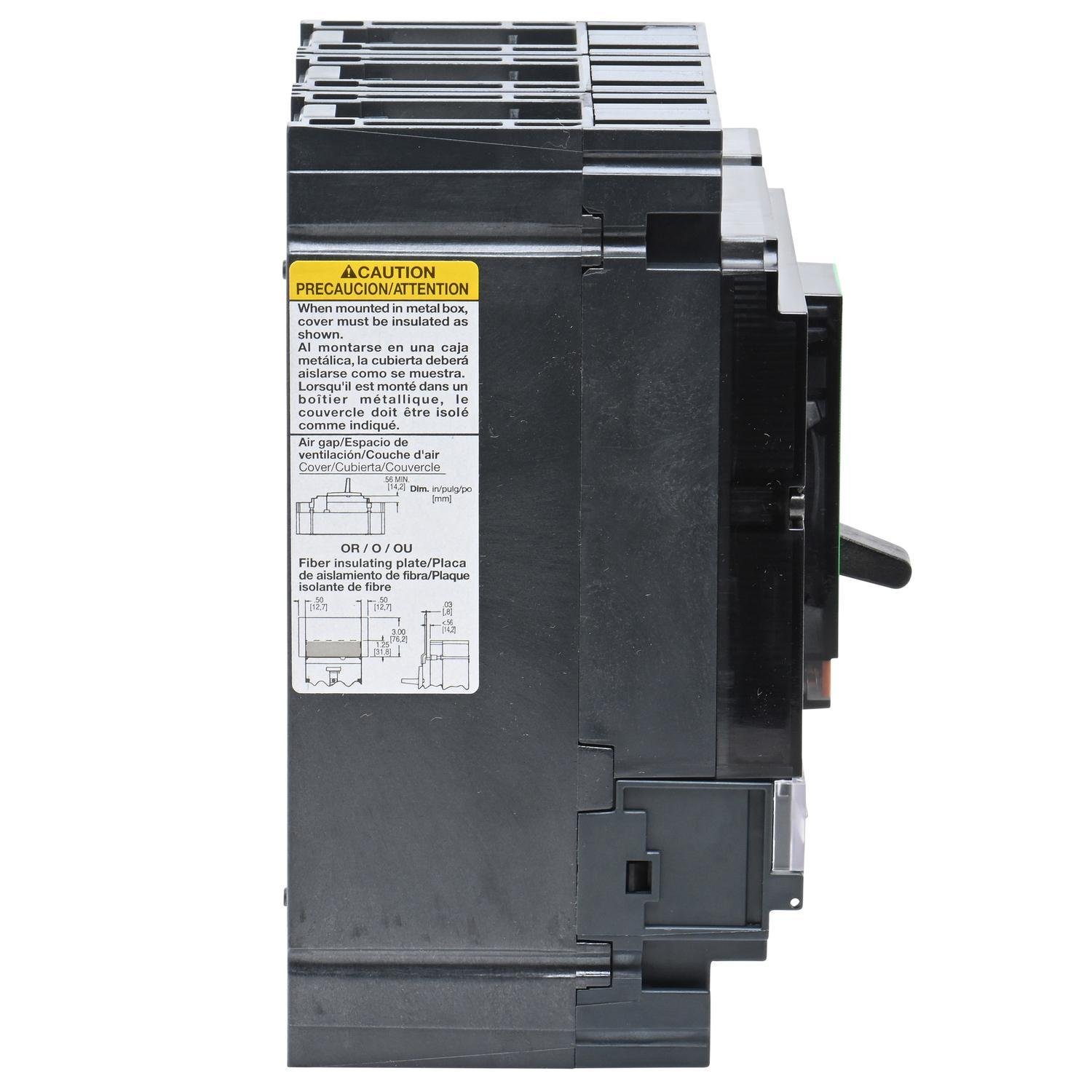 Picture of HDL36100U44X - Circuit breaker, PowerPacT H, 100A, 3 pole, 600VAC, 14kA, lugs, Micrologic 6.2A, 80%