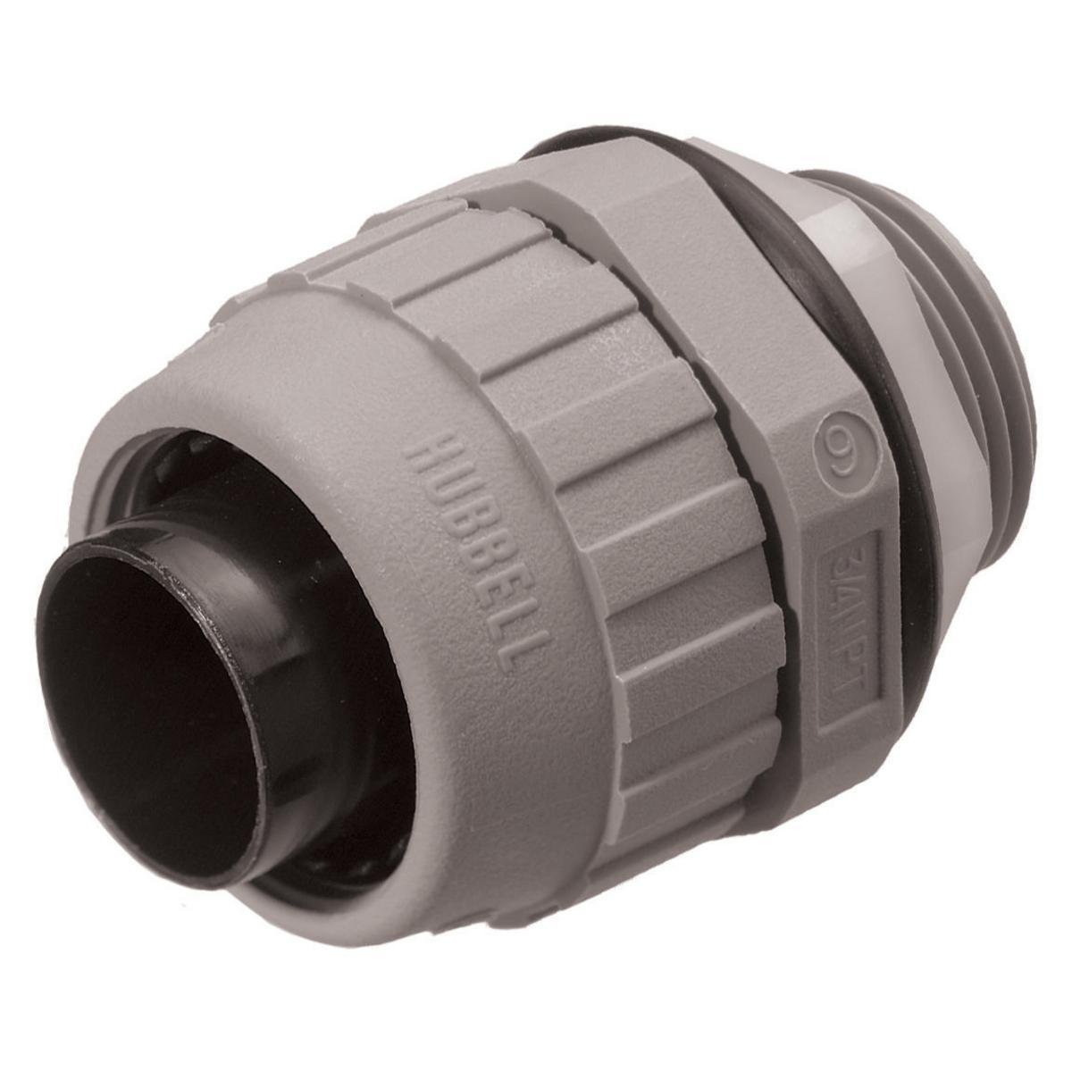 P050NGYA - Kellems Wire Management, Liquidtight System, PolyTuff® Straight Male Liquid Tight Connector, 1/2", Non-Metallic, Gray