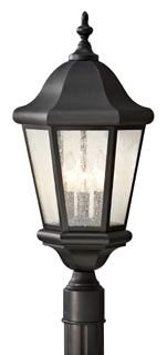 OL5907BK - Martinsville, 3 Light Outdoor Exterior Post Lantern, Black Finish