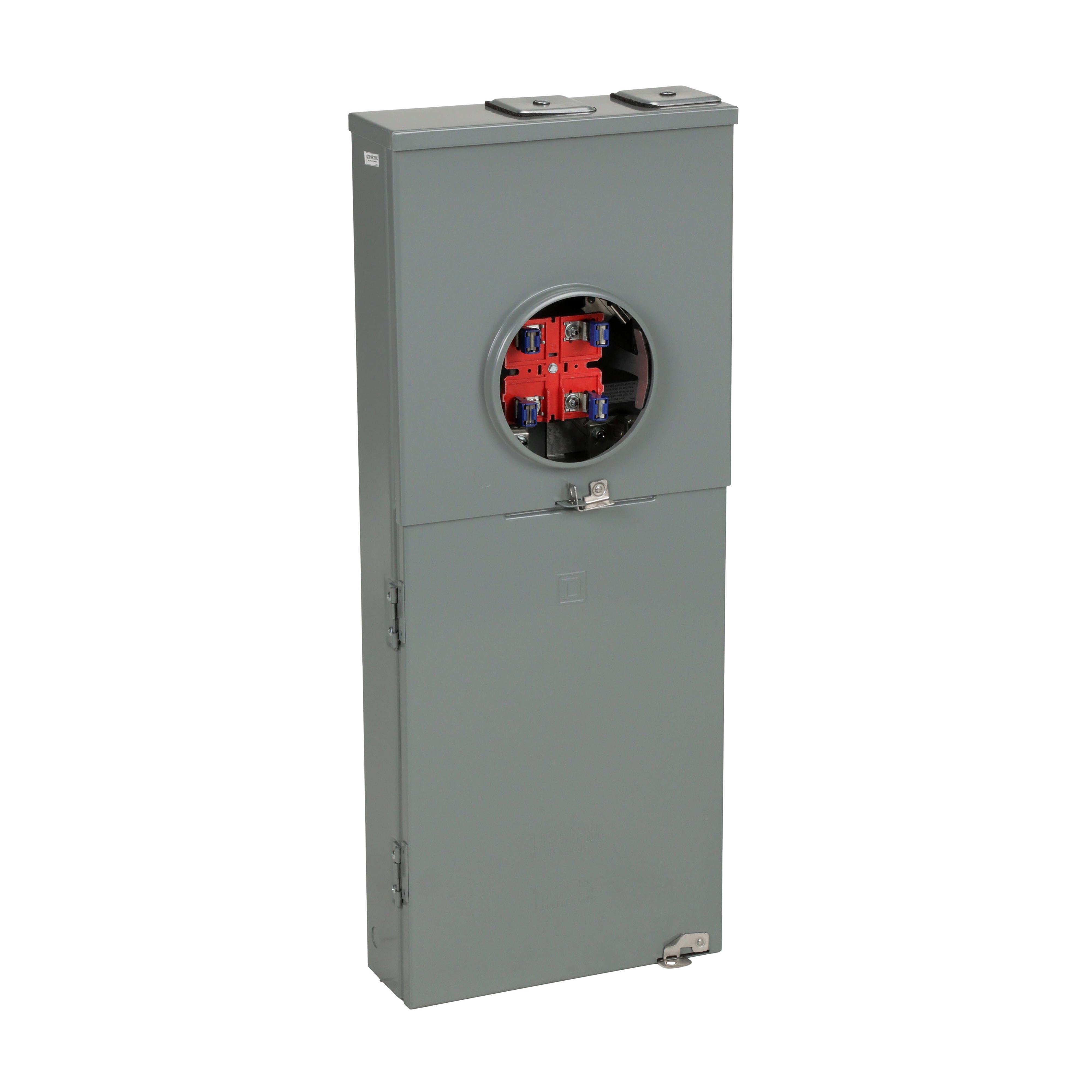 QC816F200C - Meter mains, QO, CSED, ringless socket, 200A, surface mount, maximum 8 spaces, 16 circuits, no bypass