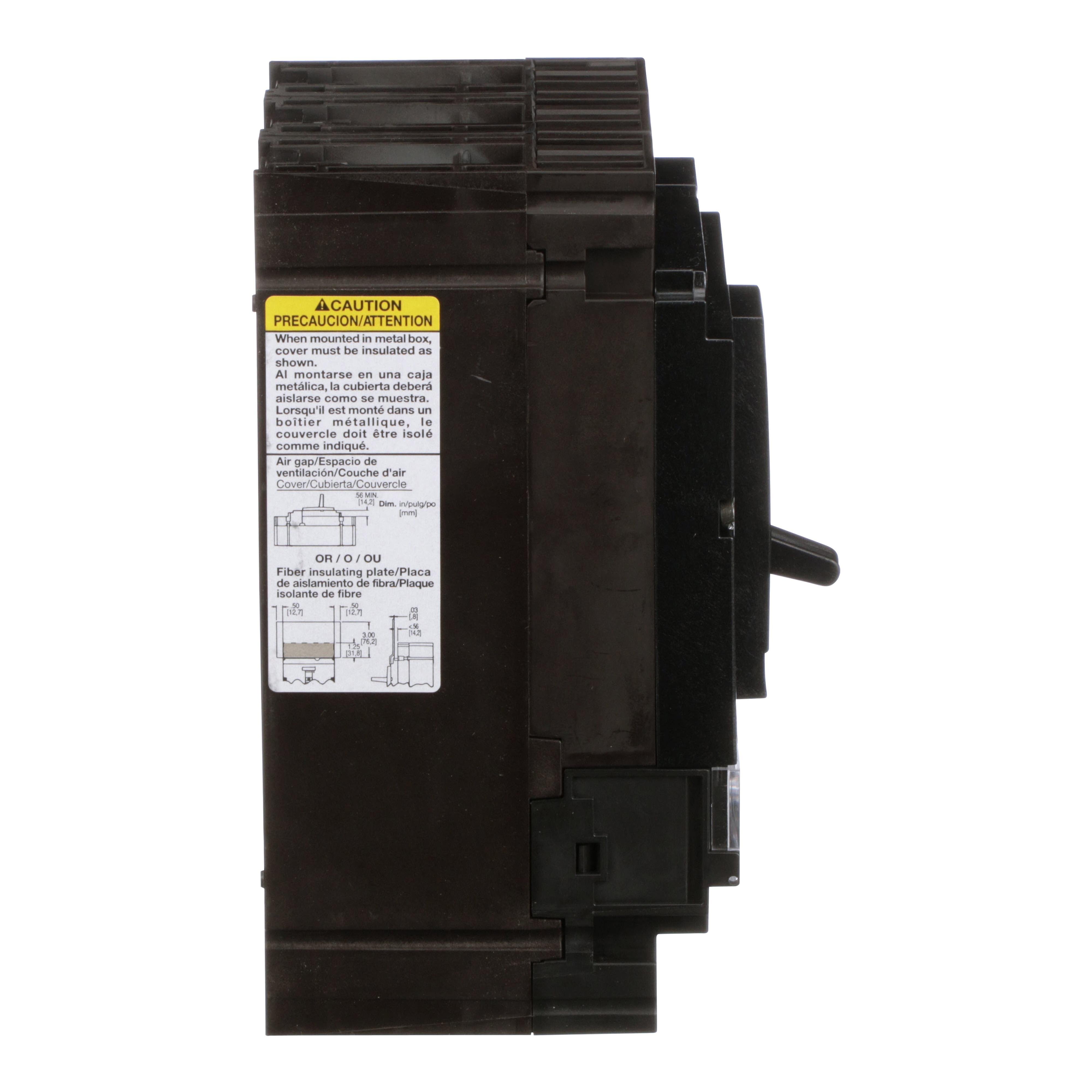 Picture of HDL36100U31X - Circuit breaker, PowerPacT H, 100A, 3 pole, 600VAC, 14kA, lugs, Micrologic 3.2, 80%
