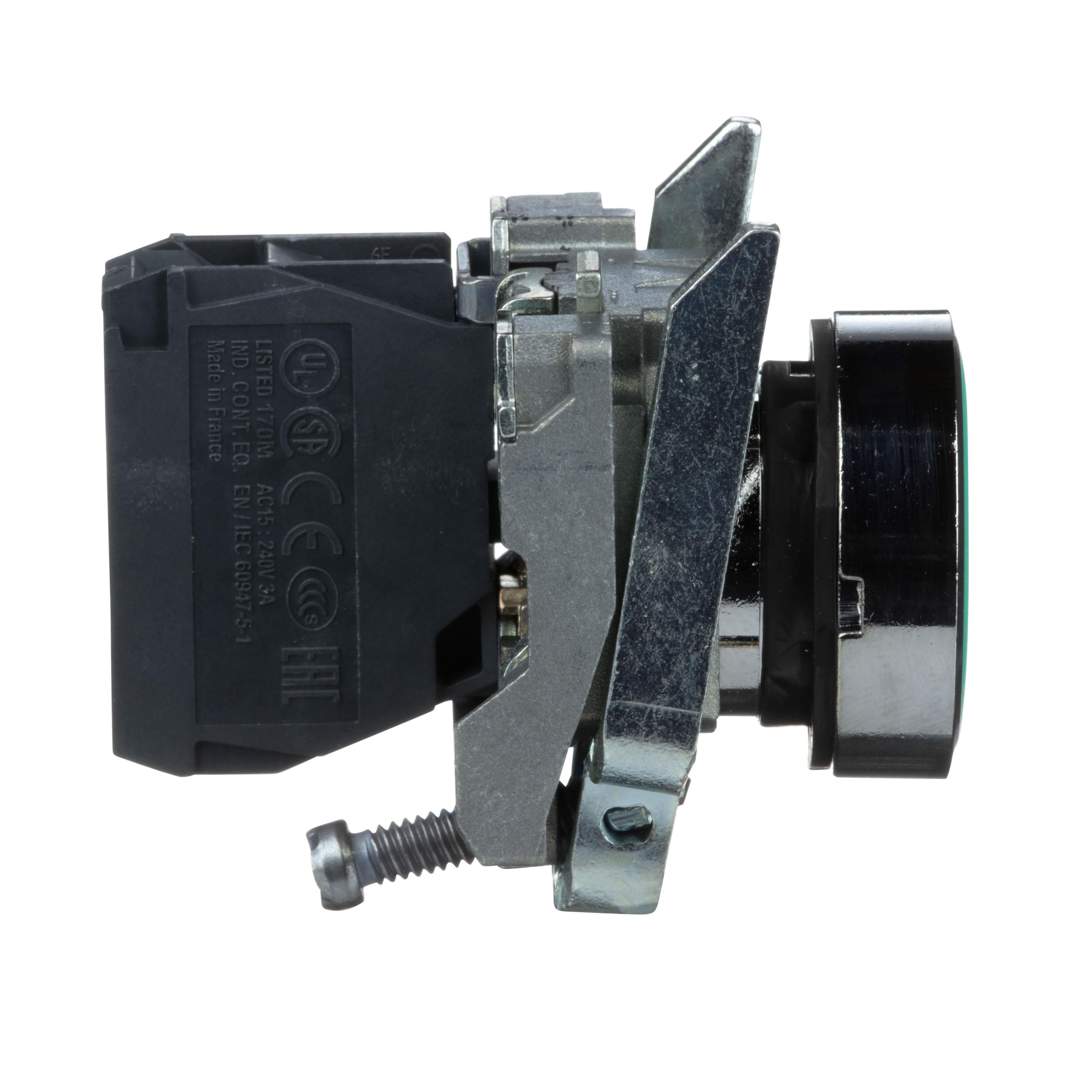 Picture of XB4BA31 - Harmony, 22mm push button, green flush, spring return, 1 NO, unmarked