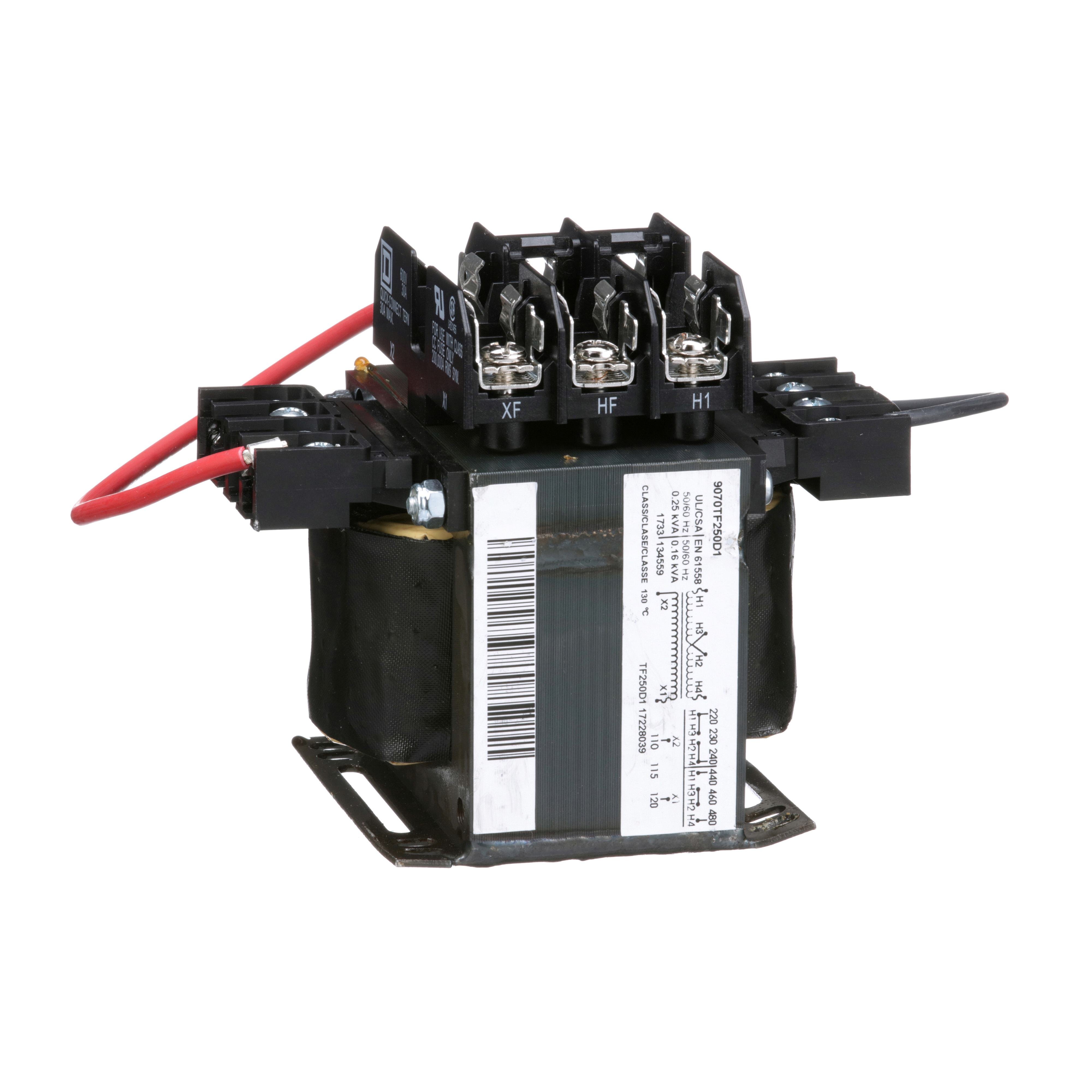 Picture of 9070TF250D1 - Industrial control transformer, Type TF, 1 phase, 250VA, 240x480V primary, 120V secondary, 50/60Hz
