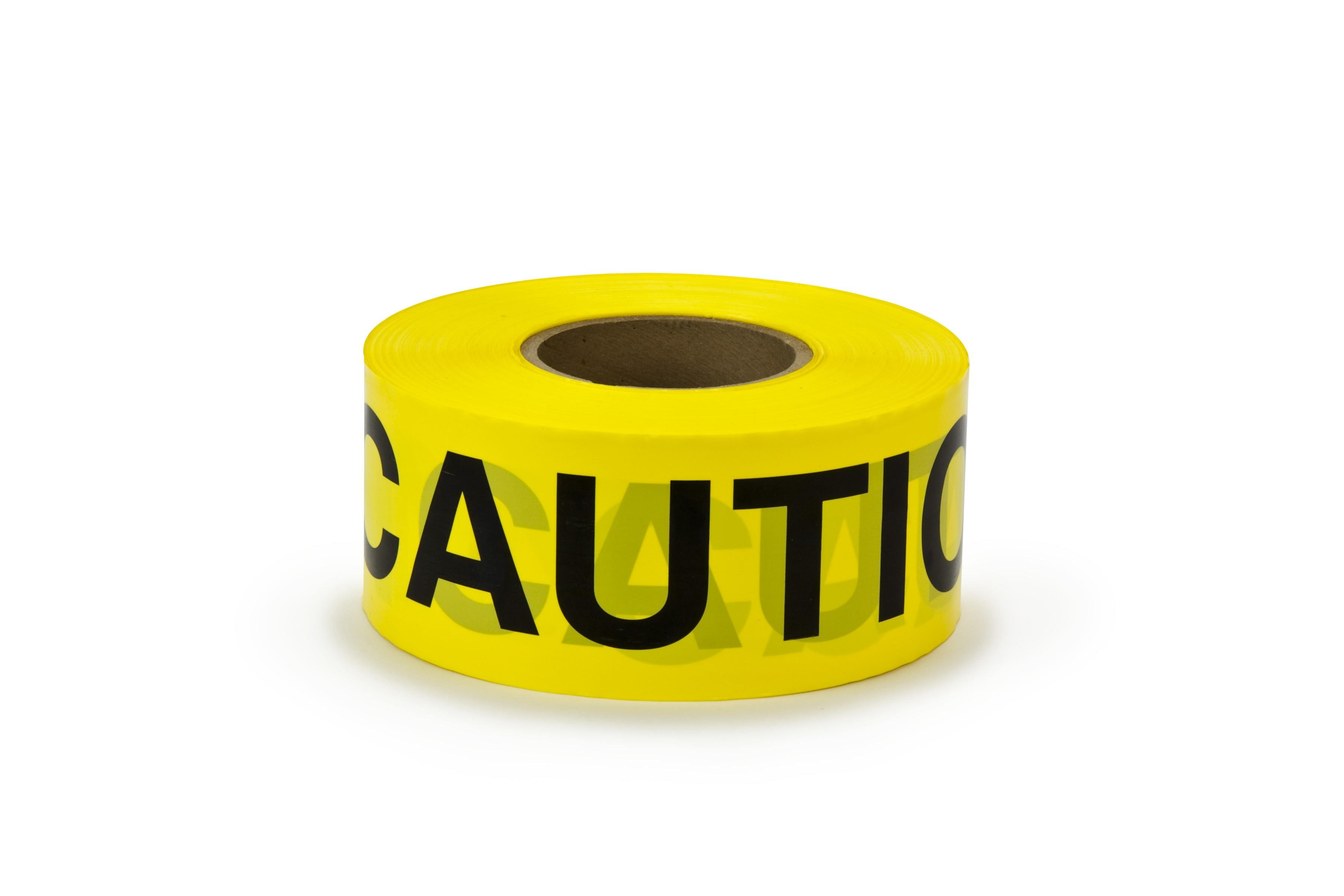 300 - Scotch Barricade Tape 300, CAUTION, 3 in x 1000 ft, Yellow, 8 rolls/case, BULK