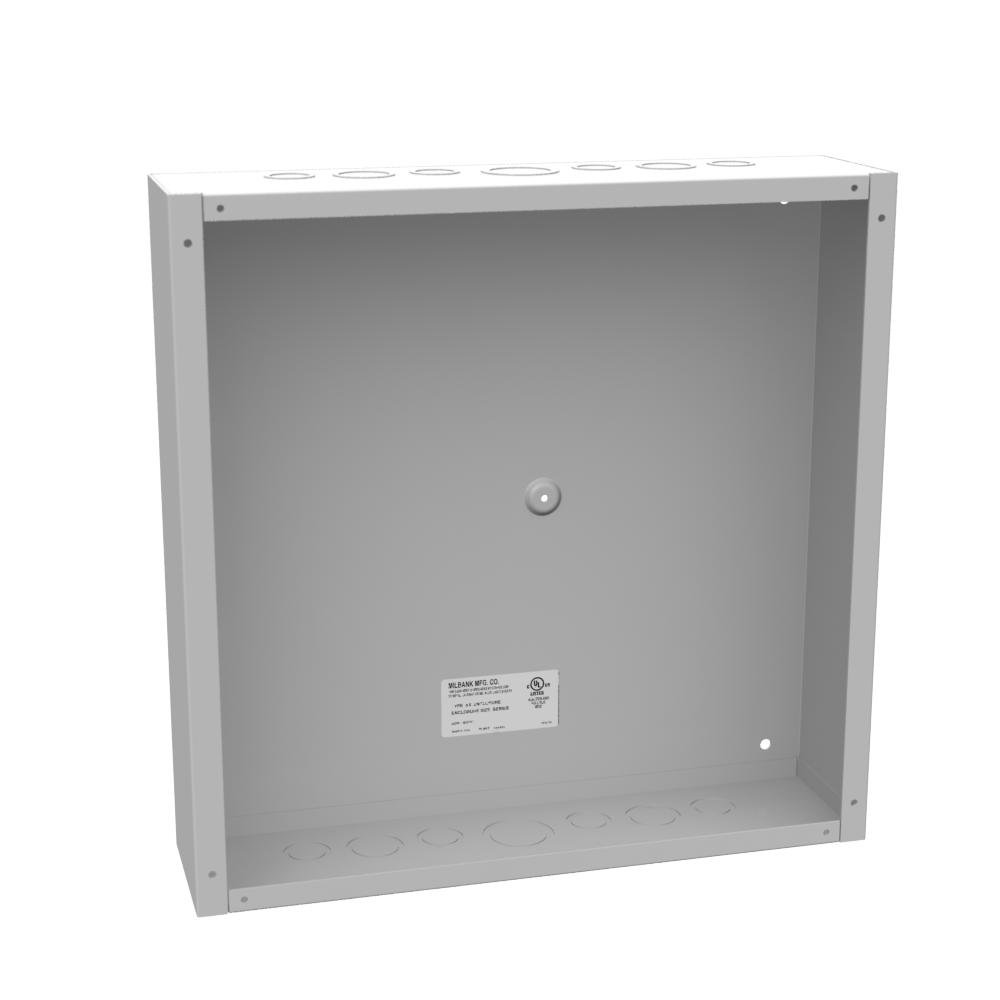 16164-SC1 - 16x4X16 Screw Cover Type 1 UL Listed Steel Knockouts ANSI 61 Gray Cover With Teardrop Slots Mounting Holes In Back