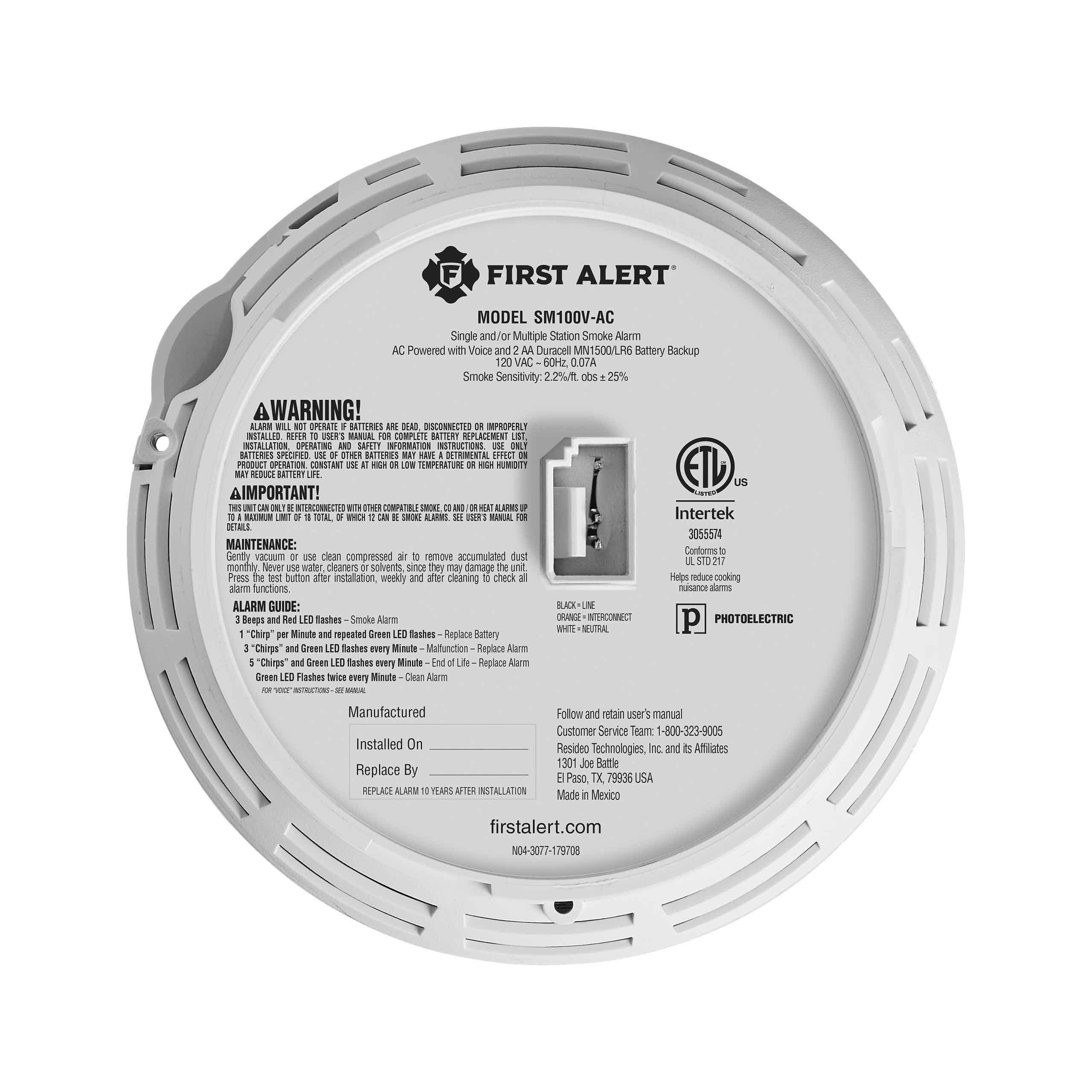 1046721 - Interconnect Hardwire Smoke Alarm w/Battery Backup & Voice Alerts