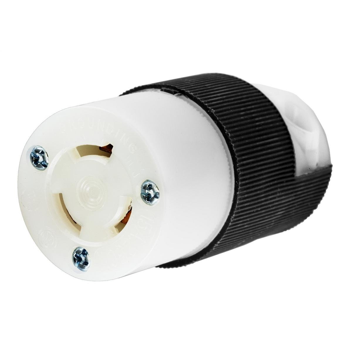 HBL4579C - Locking Devices, Twist-Lock®, Industrial, Female Connector Body, 15A 250V, 2-Pole 3-Wire Grounding, L6-15R, Screw Terminal, Black and White