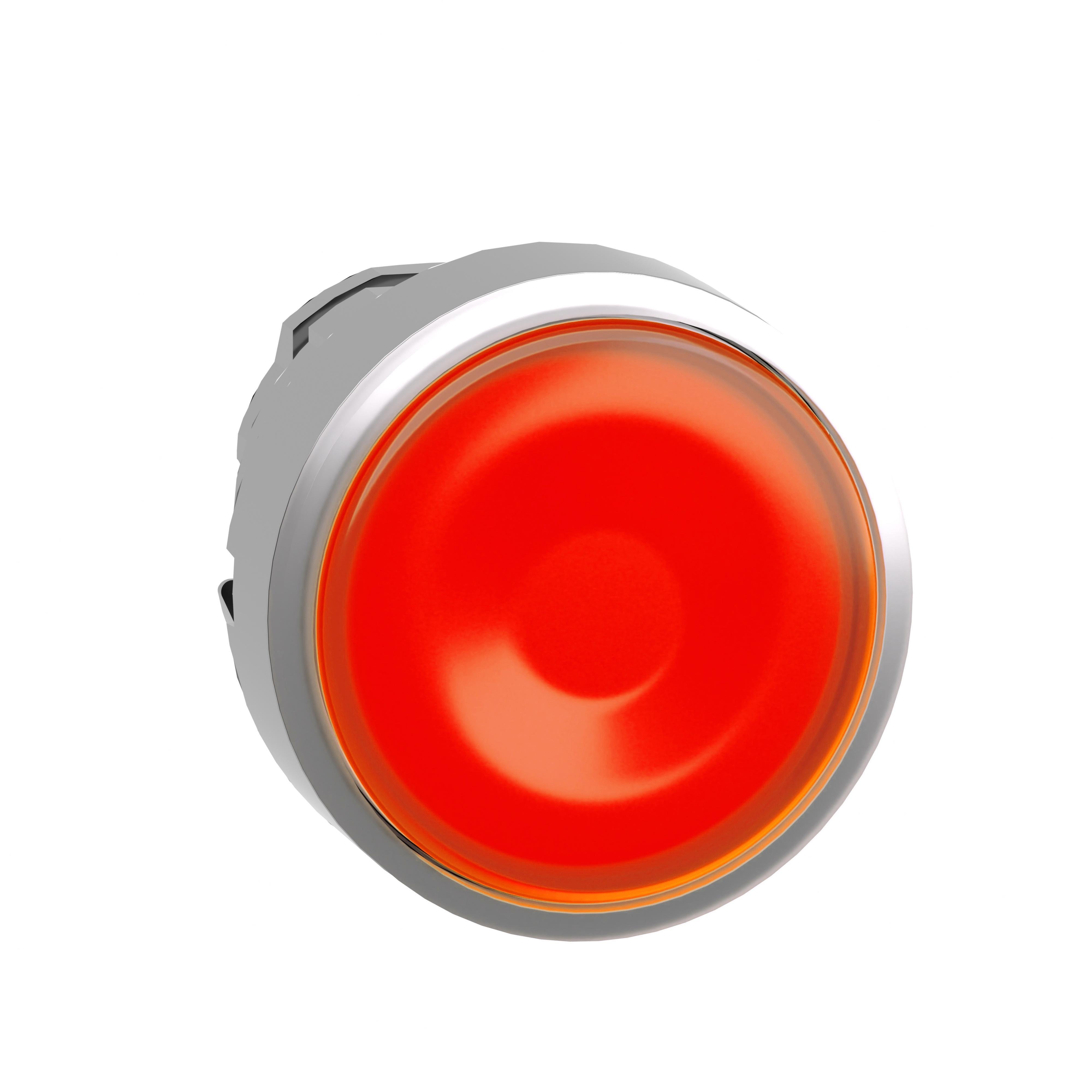 Picture of ZB4BW353 - Head for illuminated push button, Harmony XB4, metal, orange flush, 22mm, universal LED, spring return, plan lens