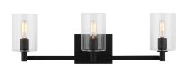 4464203-112 - Generation Lighting Fullton Three Light Wall/Bath Midnight Black Black/White Cord (4464203-112)