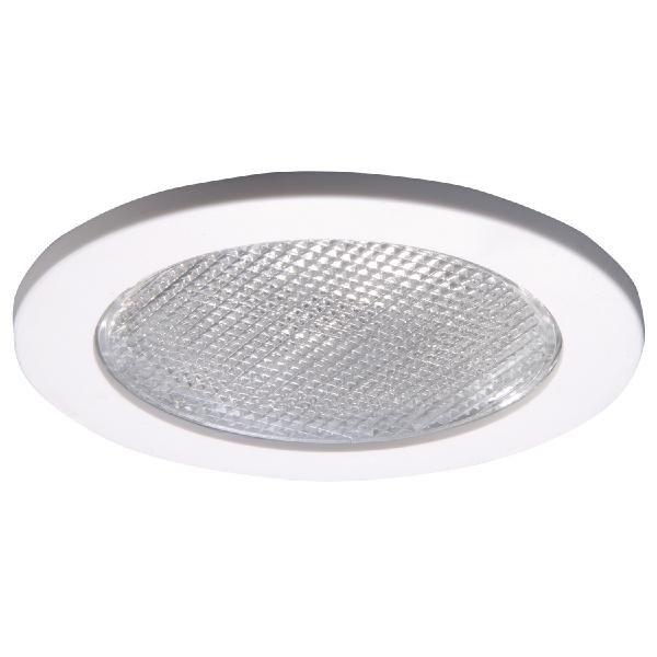 4055WH - 4" Flat Prismatic Lens, White Plastic Ring, Showerlight