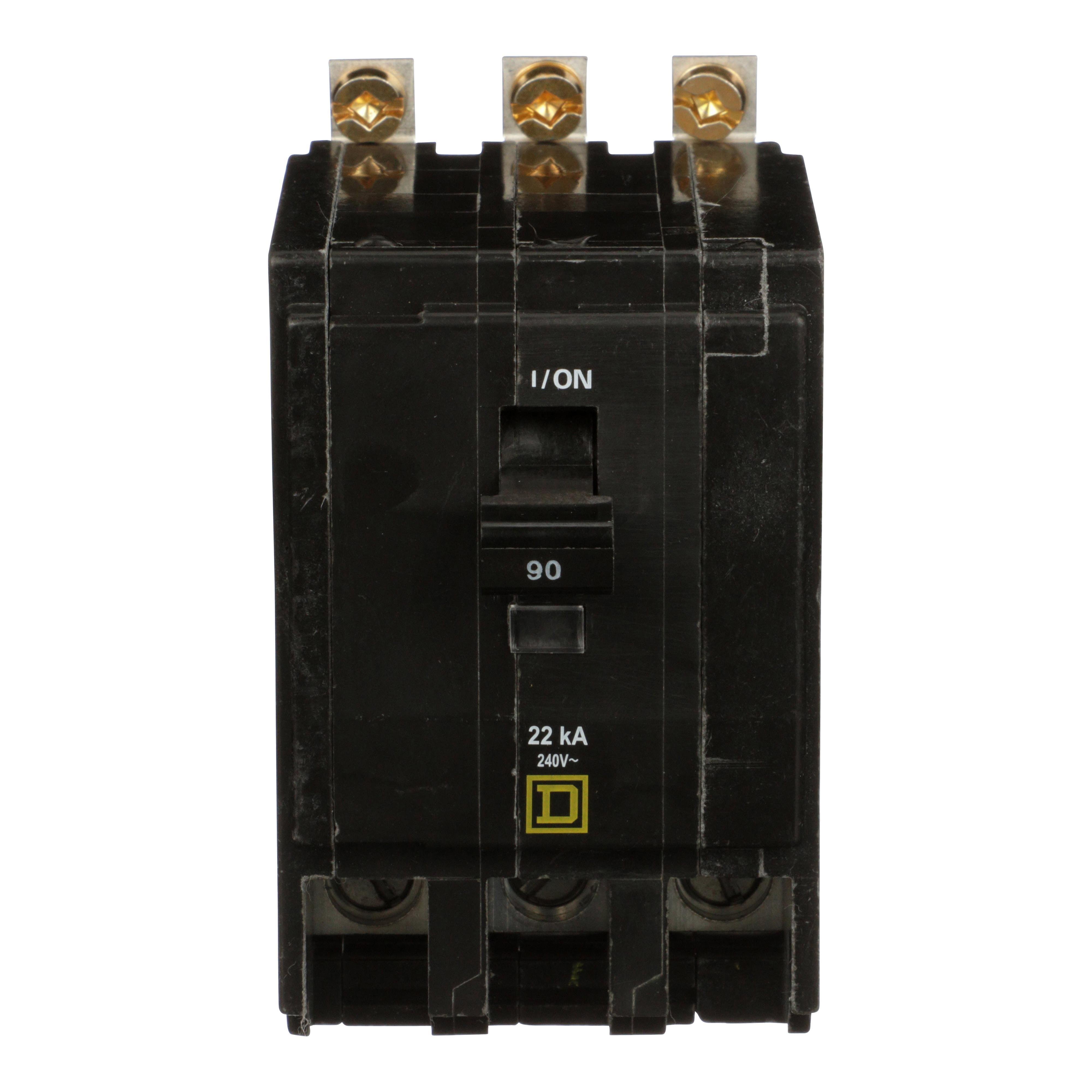 Picture of QOB390VH - Mini circuit breaker, QO, 90A, 3 pole, 120/240VAC, 22kA, bolt on