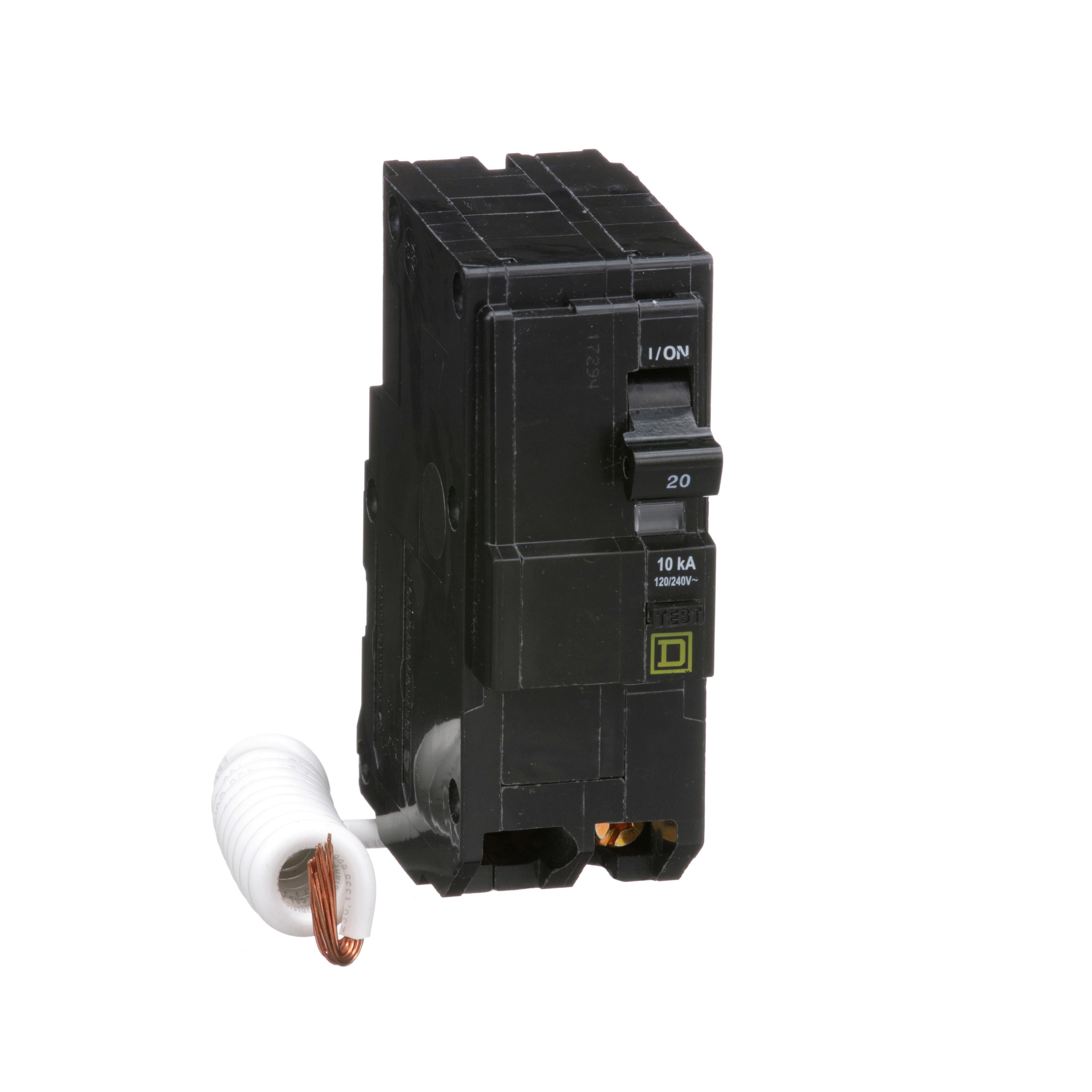 Picture of QO220EPD - Mini circuit breaker, QO, 20A, 2 pole, 120/240VAC, 10kA, plug in, 30mA grd fault B [TAA]