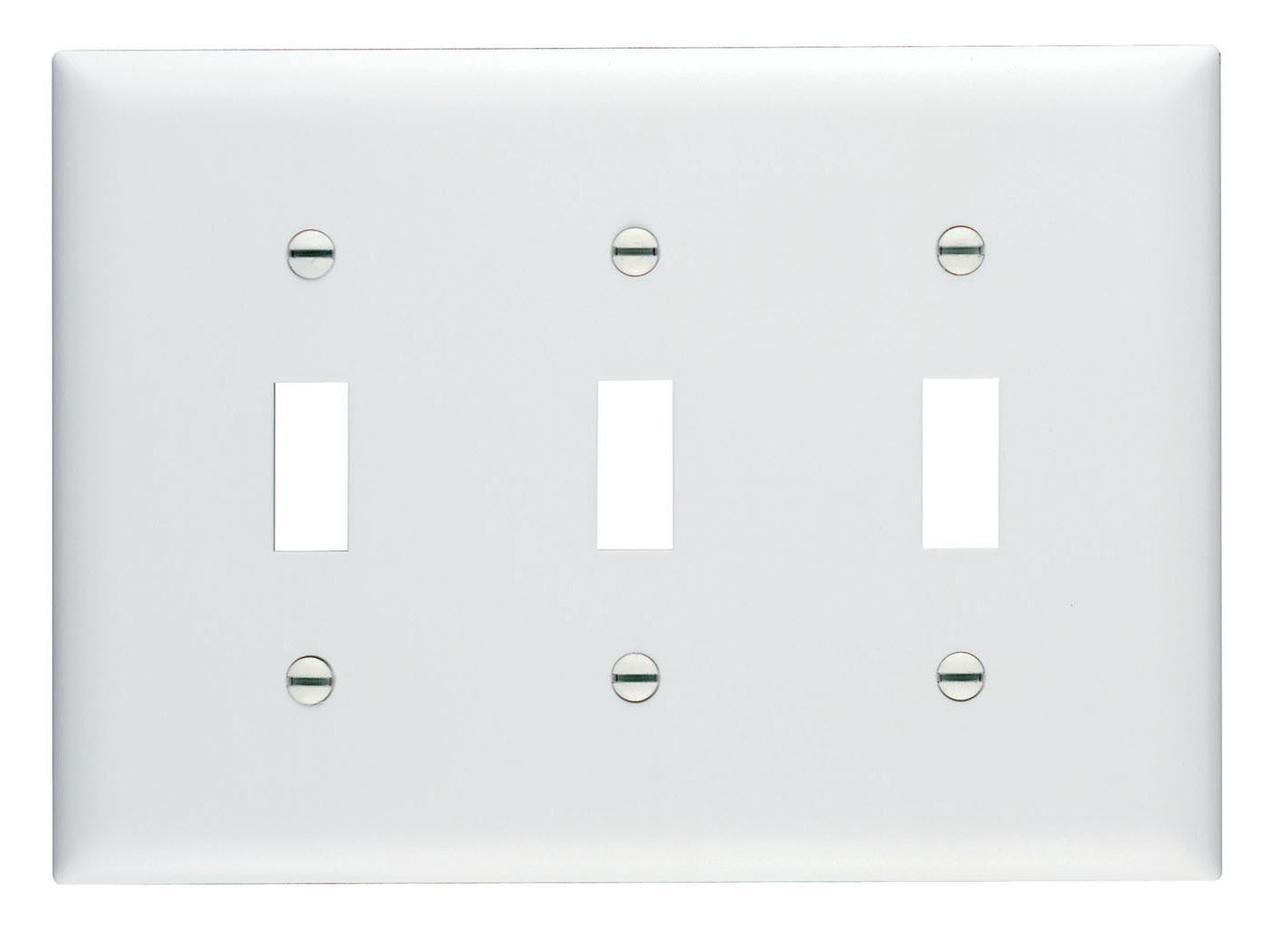 Picture of TP3-W - TradeMaster® 3-Gang Nylon Wall Plate, 3 Toggle Switch Openings, White