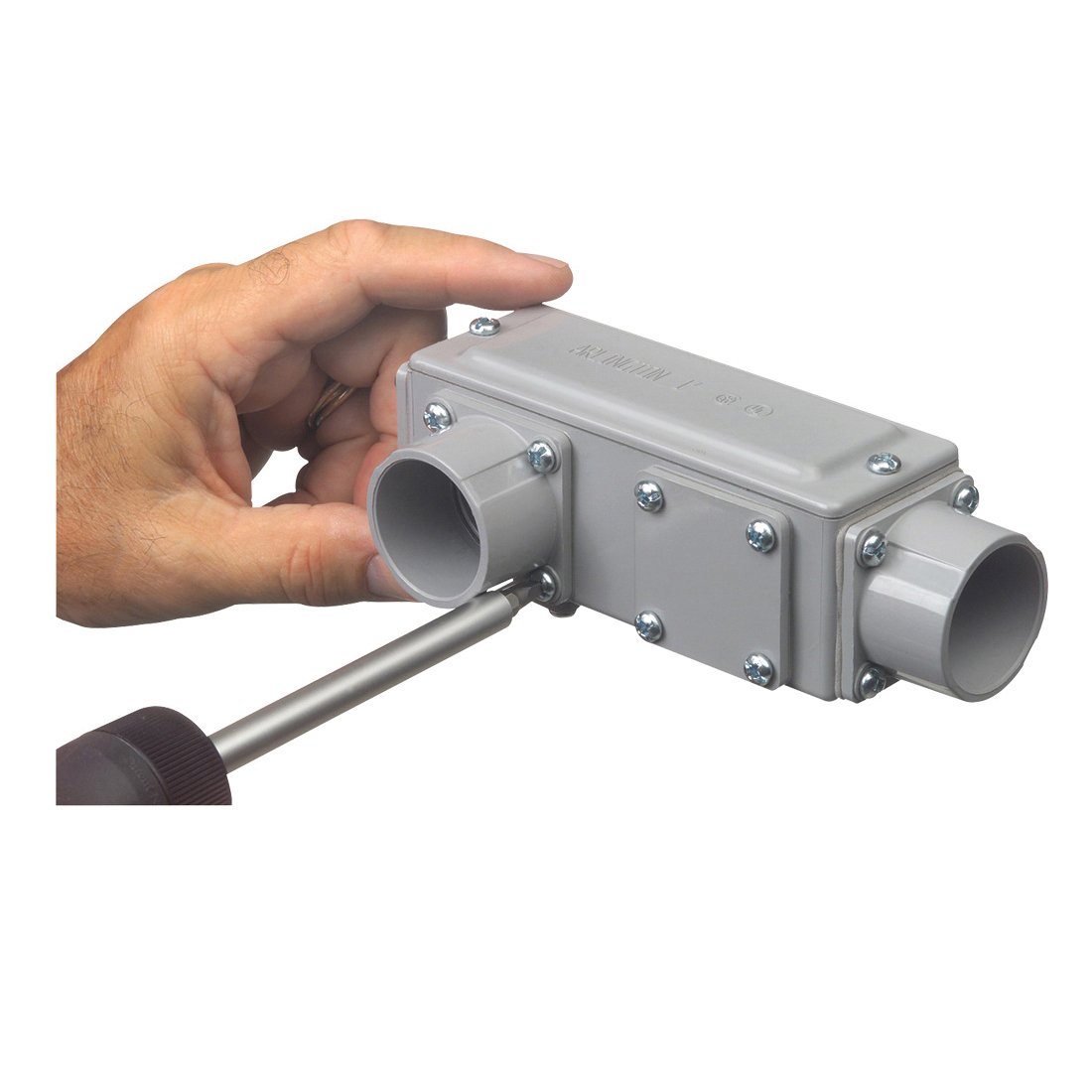 Picture of 935NM - Non-Metallic. five conduit bodies in one. Ships as an LB but converts to a T, LL, LR, or C. Trade Size 2"