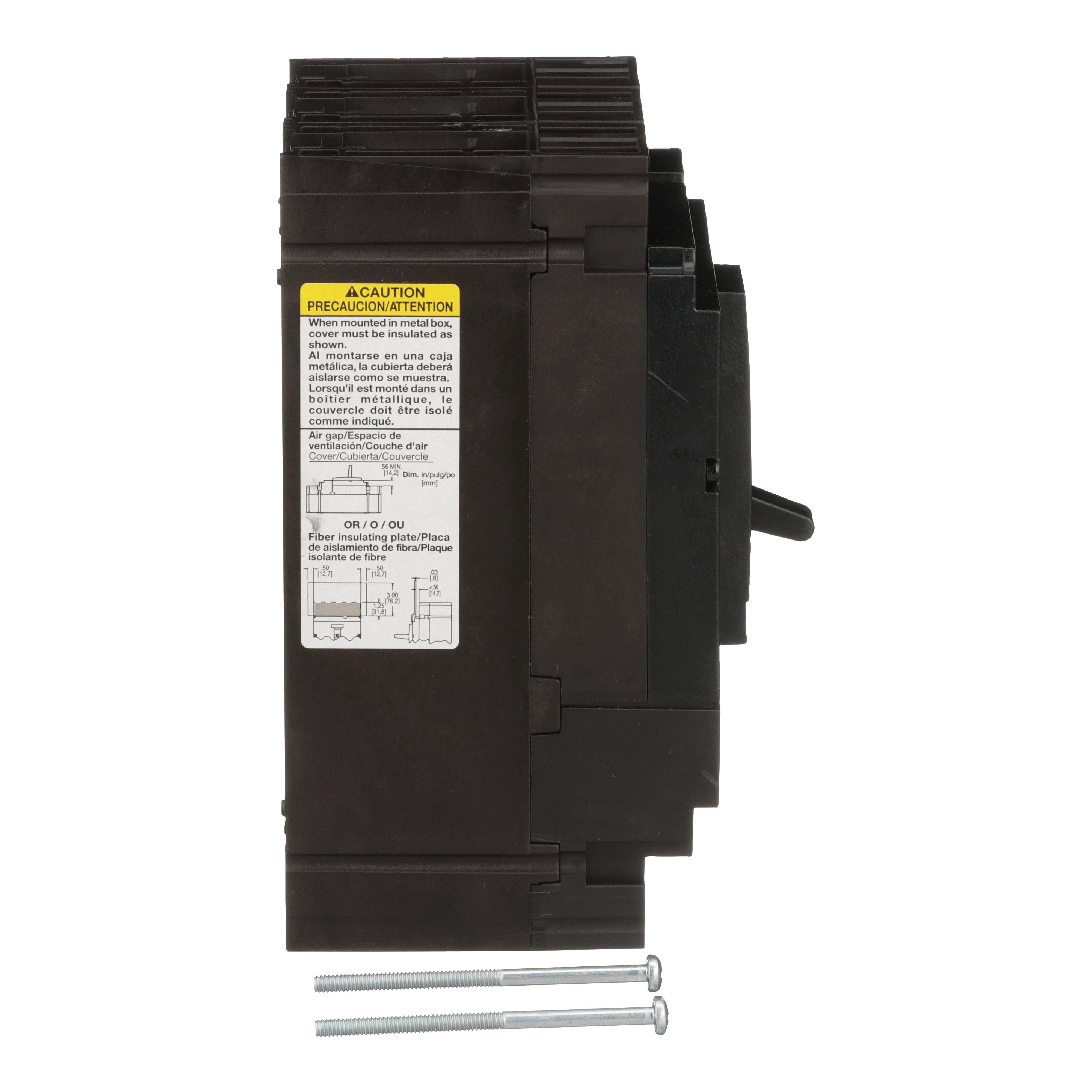 Picture of HGL36015 - Circuit breaker, PowerPacT H, 15A, 3 pole, 600VAC, 18kA, lugs, thermal magnetic, 80%