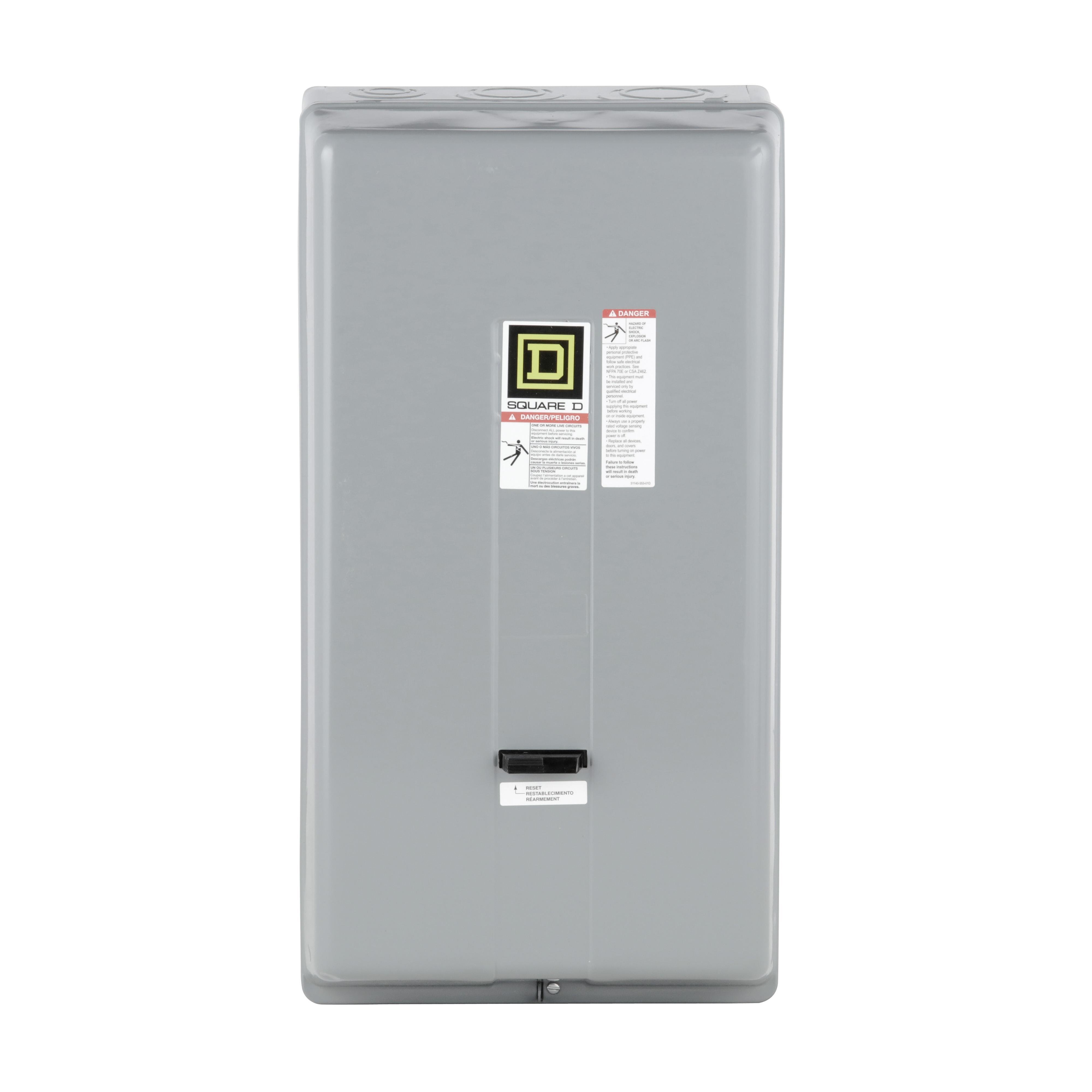 8536SEG1V02H30S - NEMA motor starter, Type S, nonreversing, Size 3, 90A, 50HP at 460VAC, up to 100kA SCCR, 3 phase, 3 pole, Motor Logic, 120VAC coil, NEMA 1