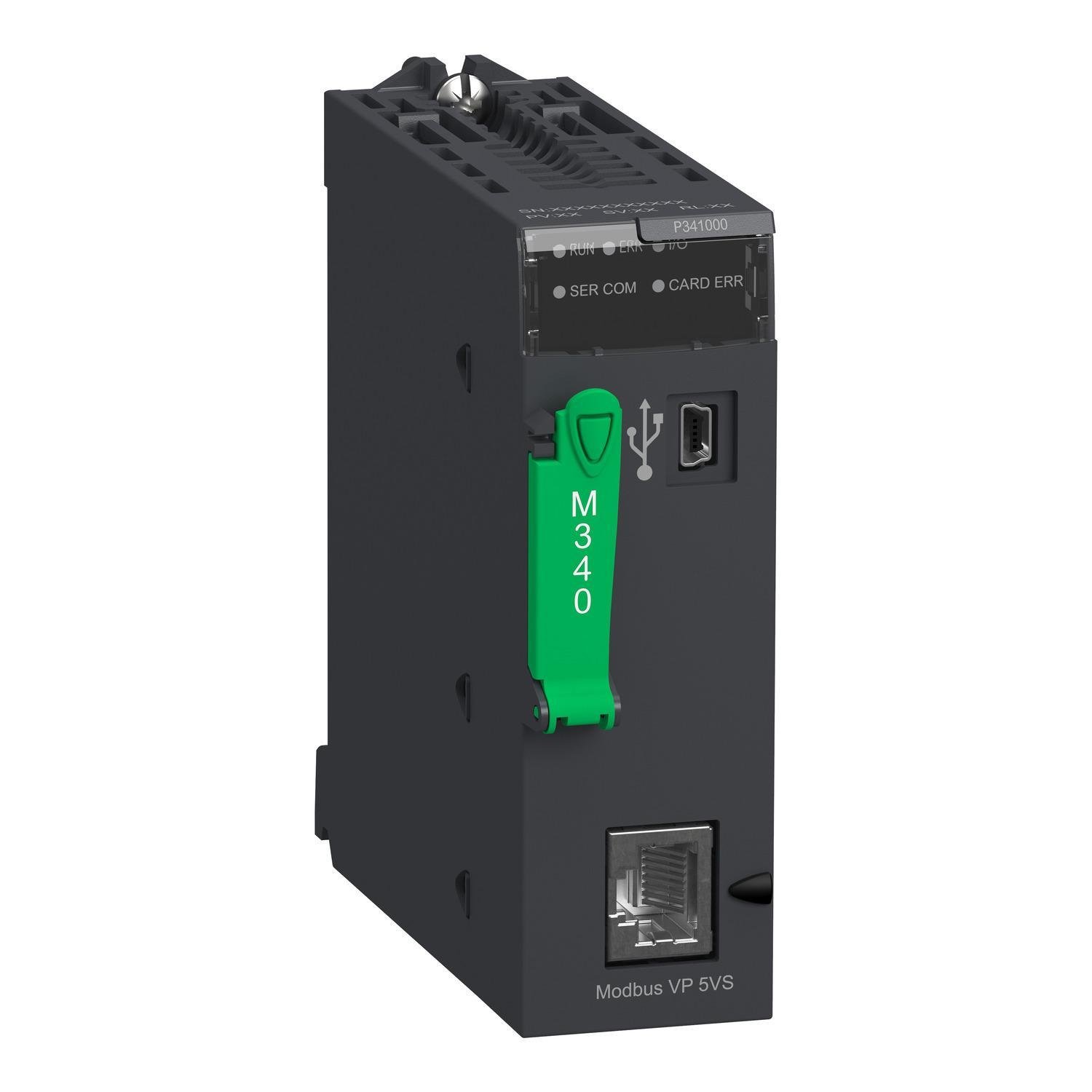 Picture of BMXP341000 - processor, Modicon M340, max 512 discrete, 128 analog IO, Modbus