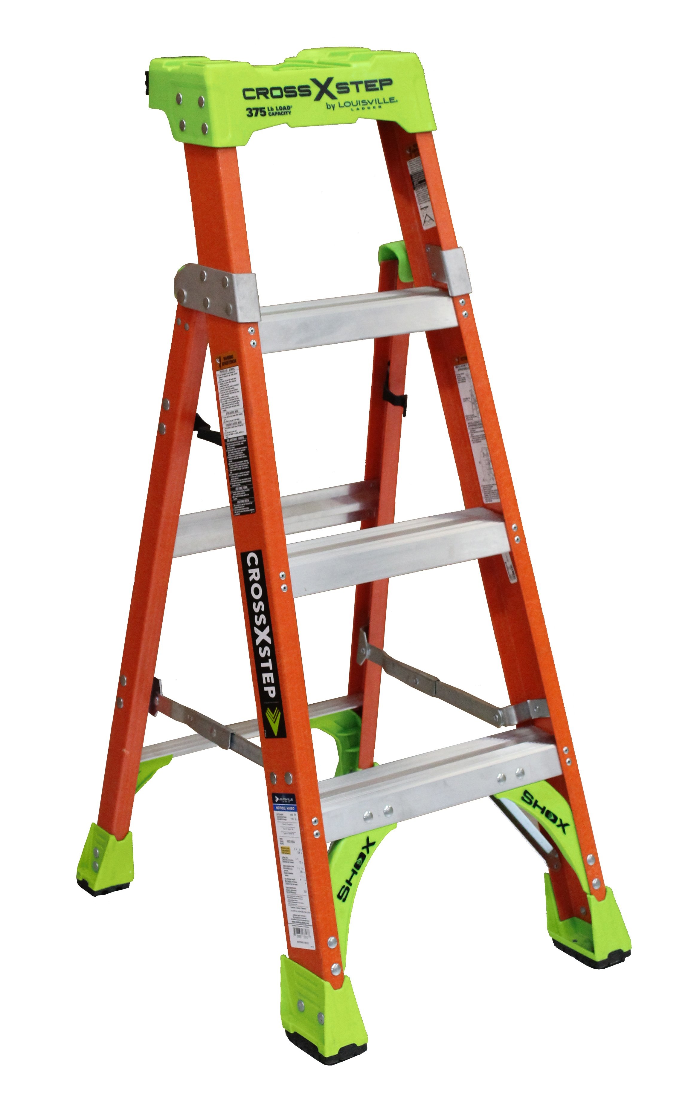 FXS1504 - Louisville Ladder 4-Foot Fiberglass Cross Step Ladder, Type 1A, 300 Lbs. Load Capacity