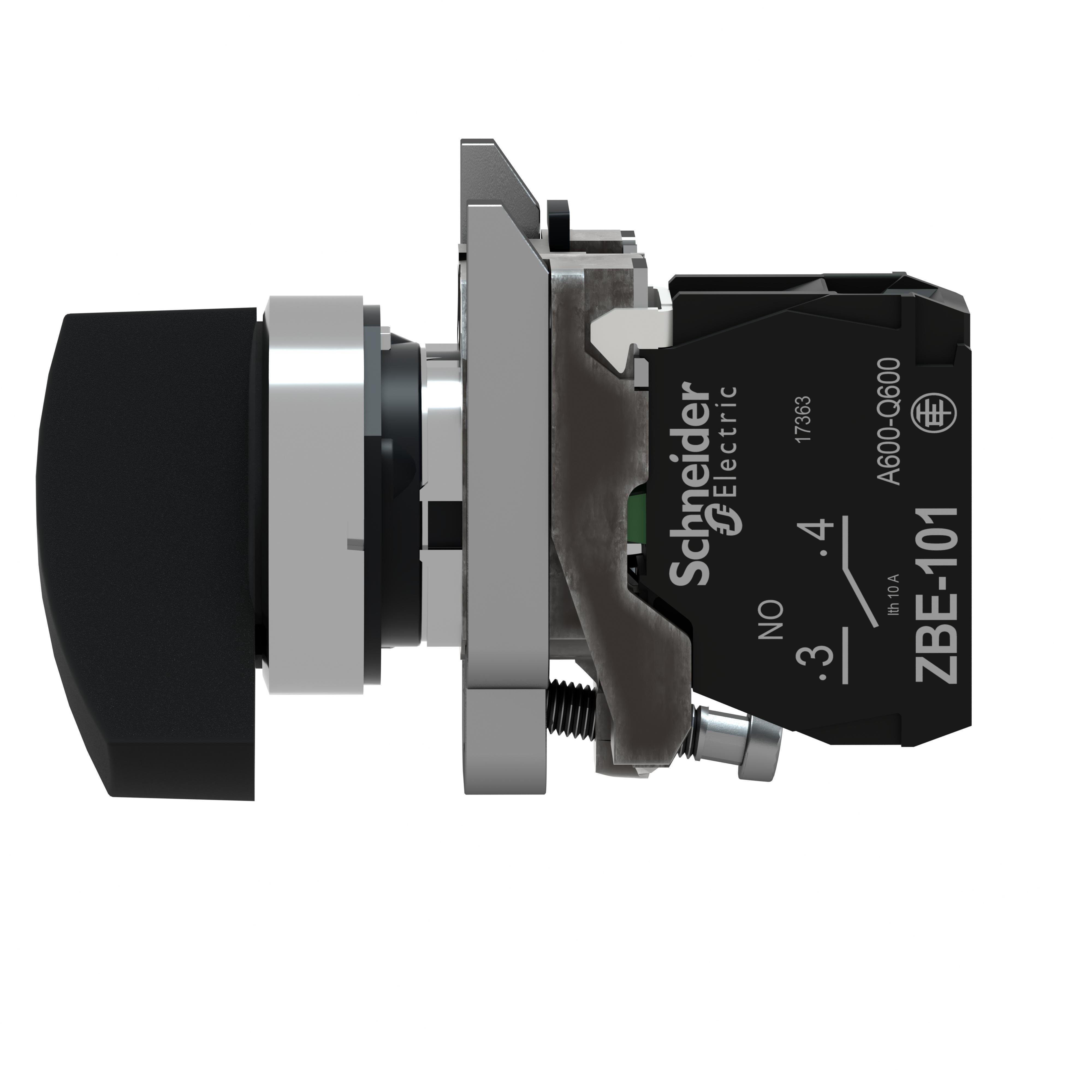 Picture of XB4AS2 - Selector switch, Harmony XB4, black, 22mm, 3 positions, stay put, 2NO