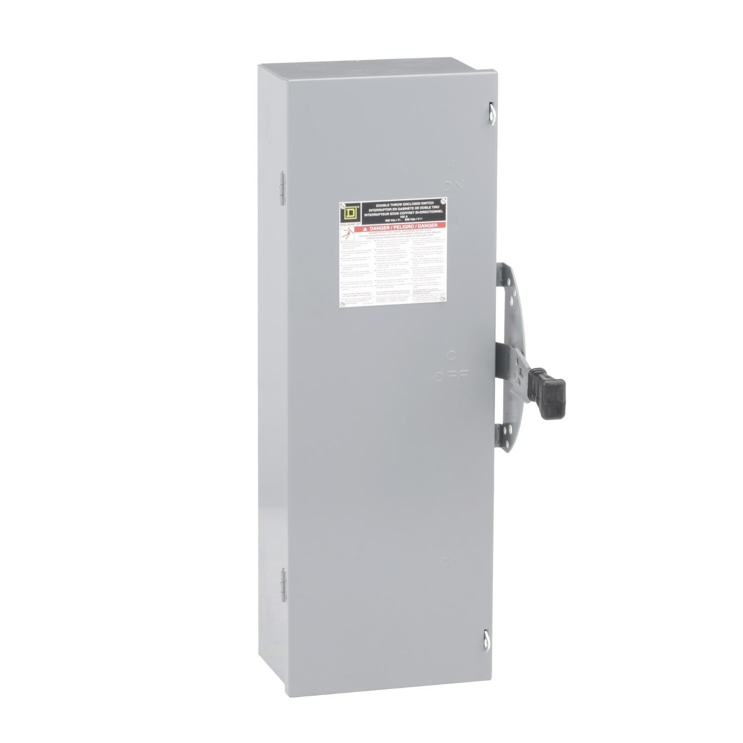 DTU363 - Safety switch, double throw, non fusible, 100A, 600V, 3 pole, 100HP, NEMA 1