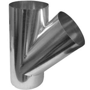 WYE044428 - 4" x 4" x 4" Galvanized Wye, 28 ga