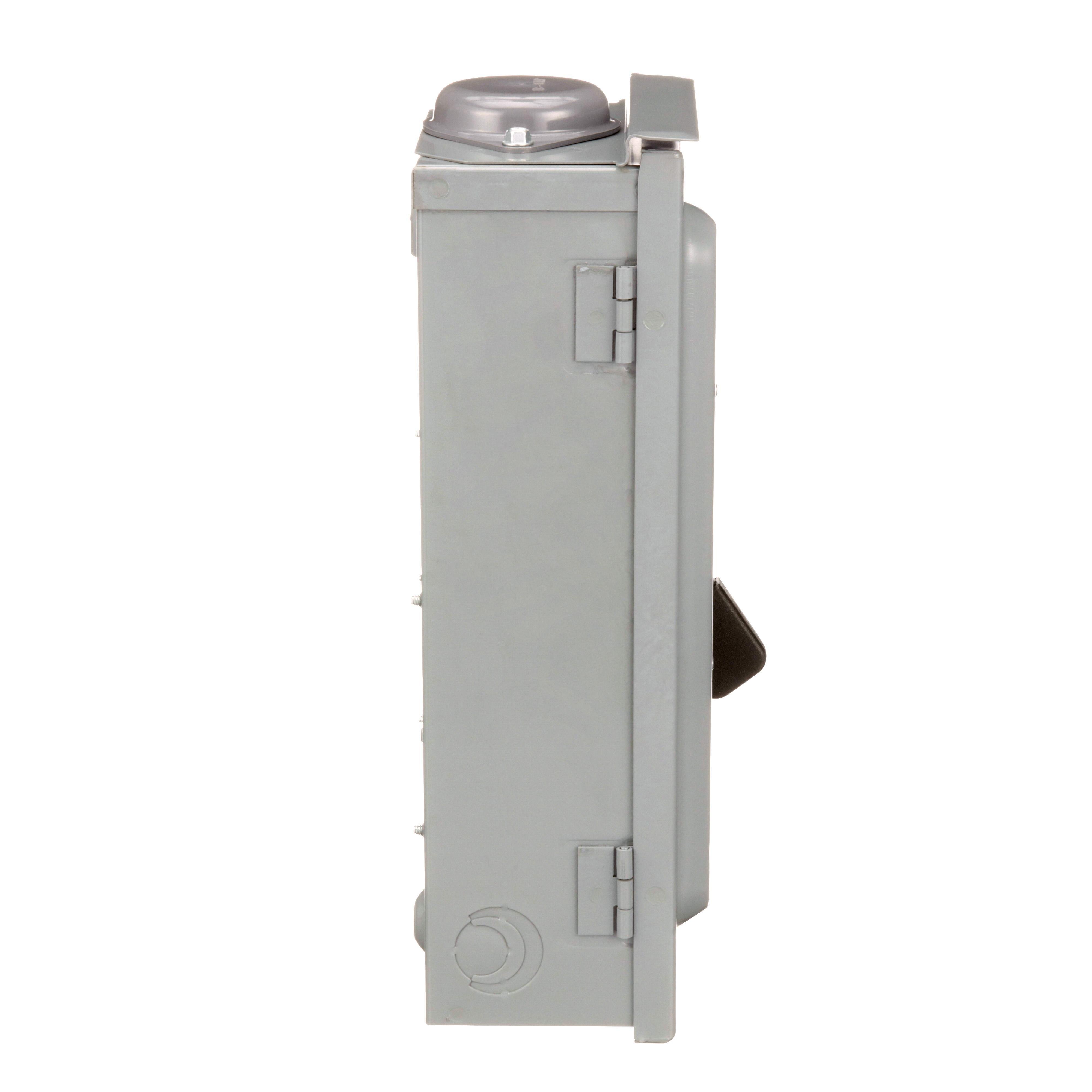 Picture of D322NRB - Safety switch, general duty, fusible, 60A, 3 pole, 15hp, 240VAC, NEMA 3R, bolt on provision, neutral factory installed