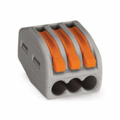 222-413 - Splicing connector; 3-conductor; with operating levers; gray housing