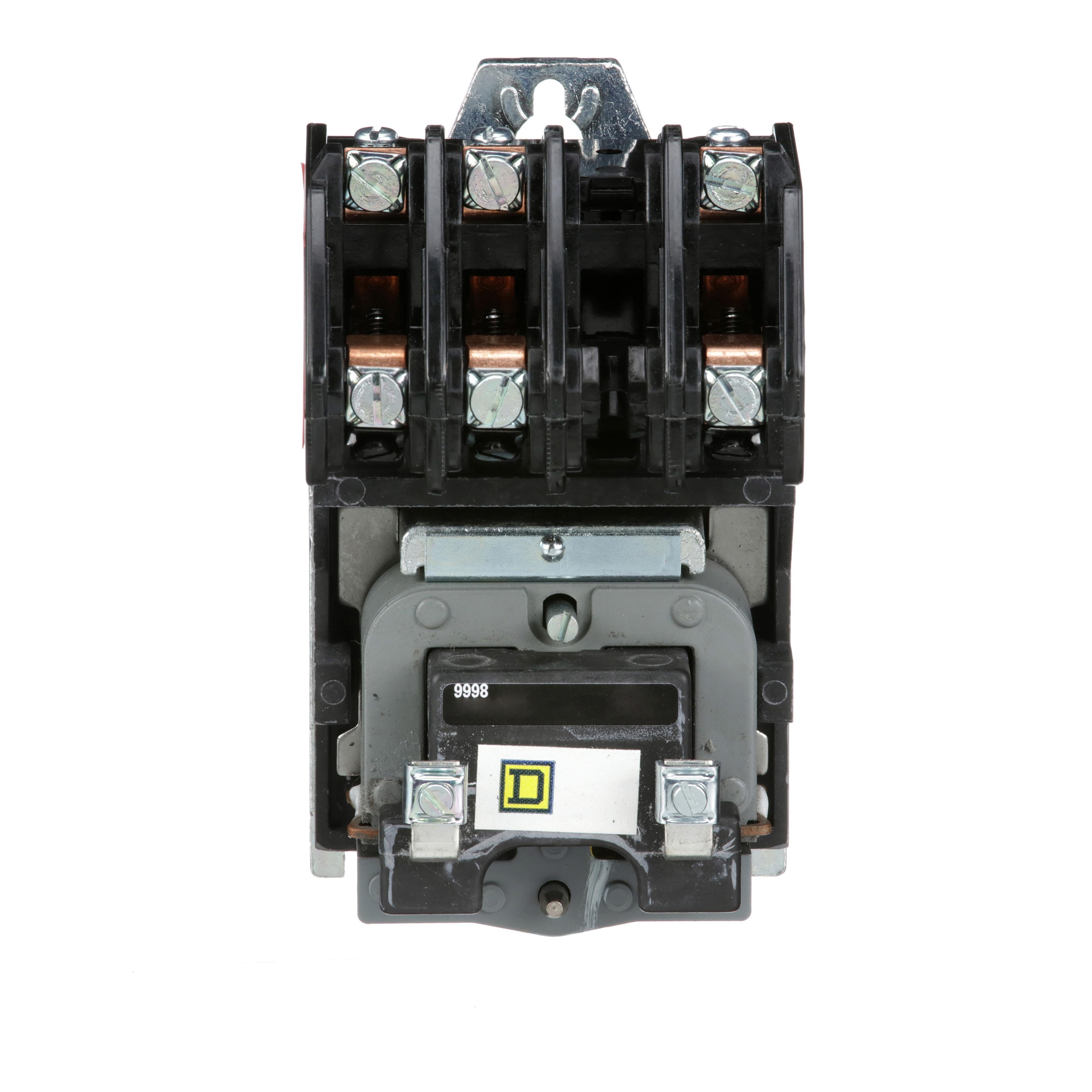 8903LO30V04 - Contactor, Type L, multipole lighting, electrically held, 30A, 3 pole, 600V, 277VAC 60Hz coil, open style [TAA]