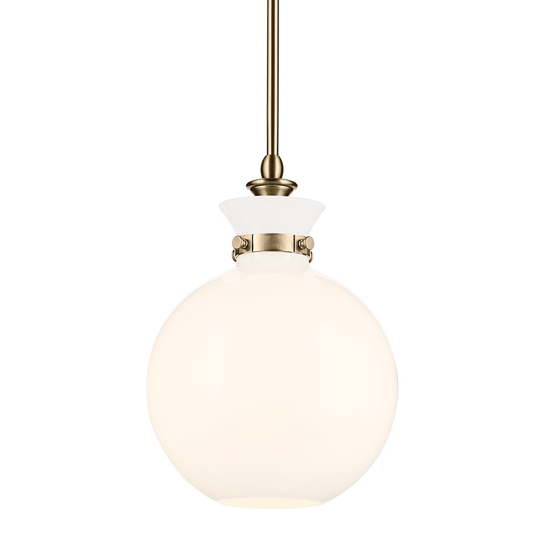 KIC 52778CPZ, 1 Light Laria Pendant Round Shade Opal Glass