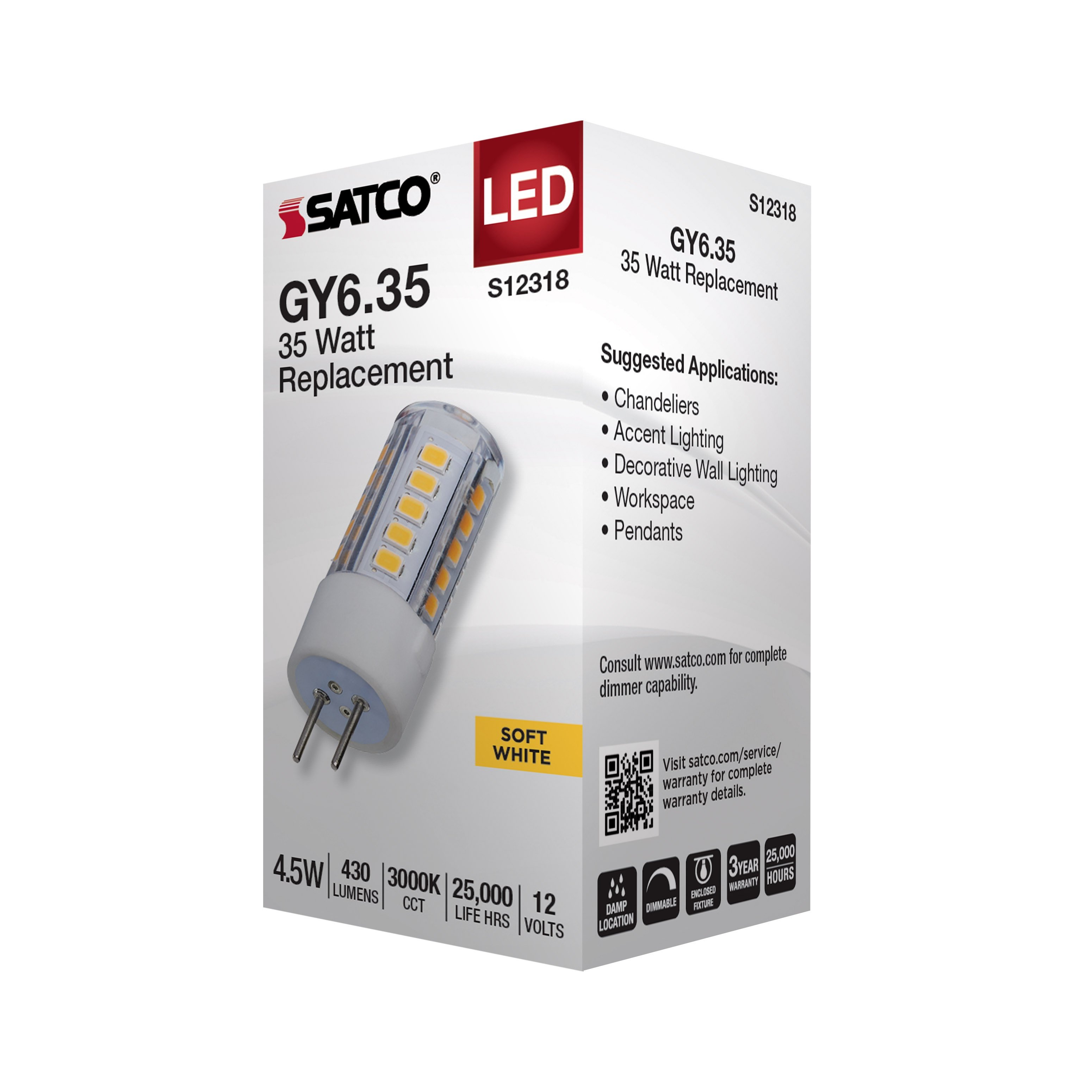 Picture of S12318 - 4.5 Watt T6 LED - Clear Finish - GY6.35 Base - 3000K - 12 Volt