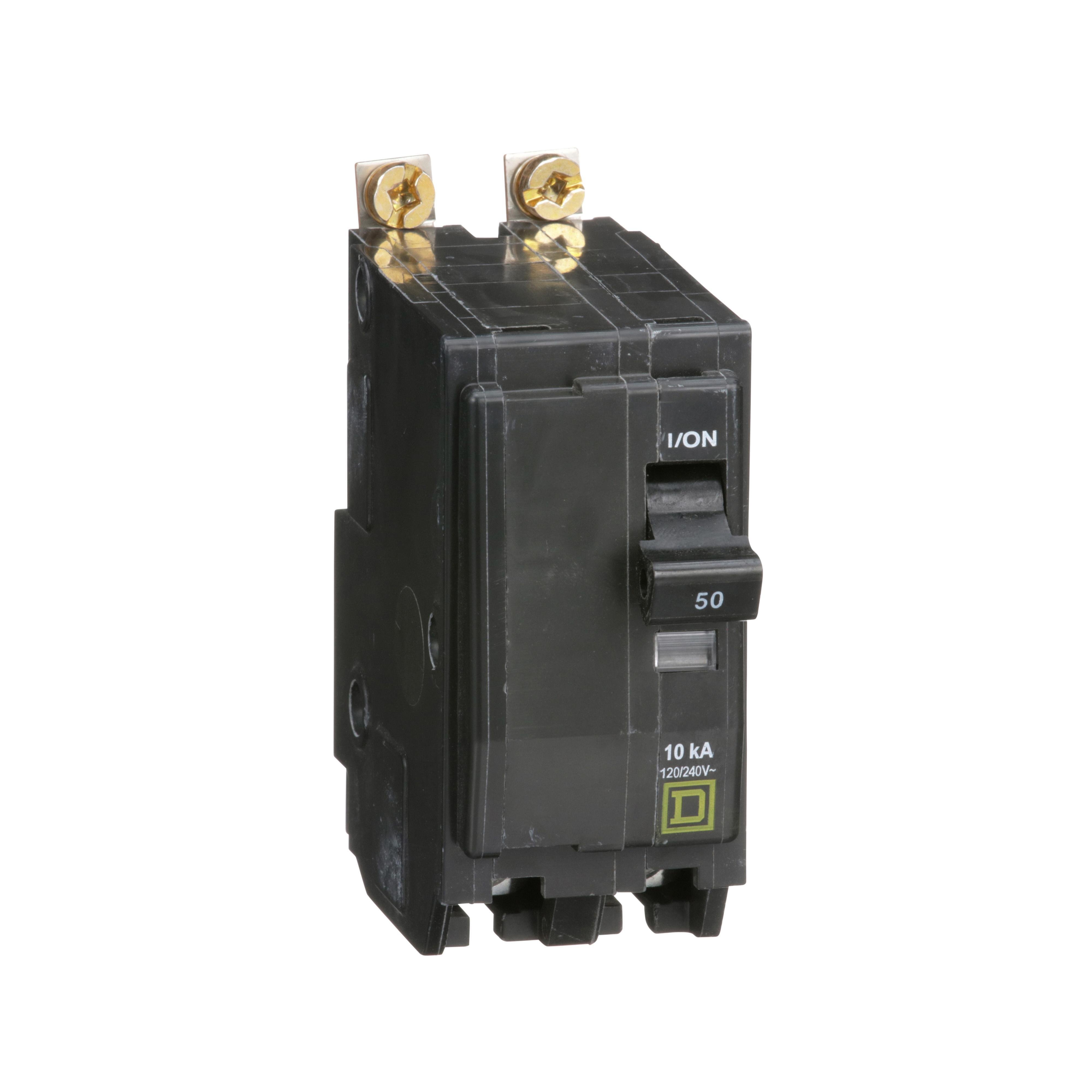 Picture of QOB250 - Mini circuit breaker, QO, 50A, 2 pole, 120/240VAC, 10kA, bolt on