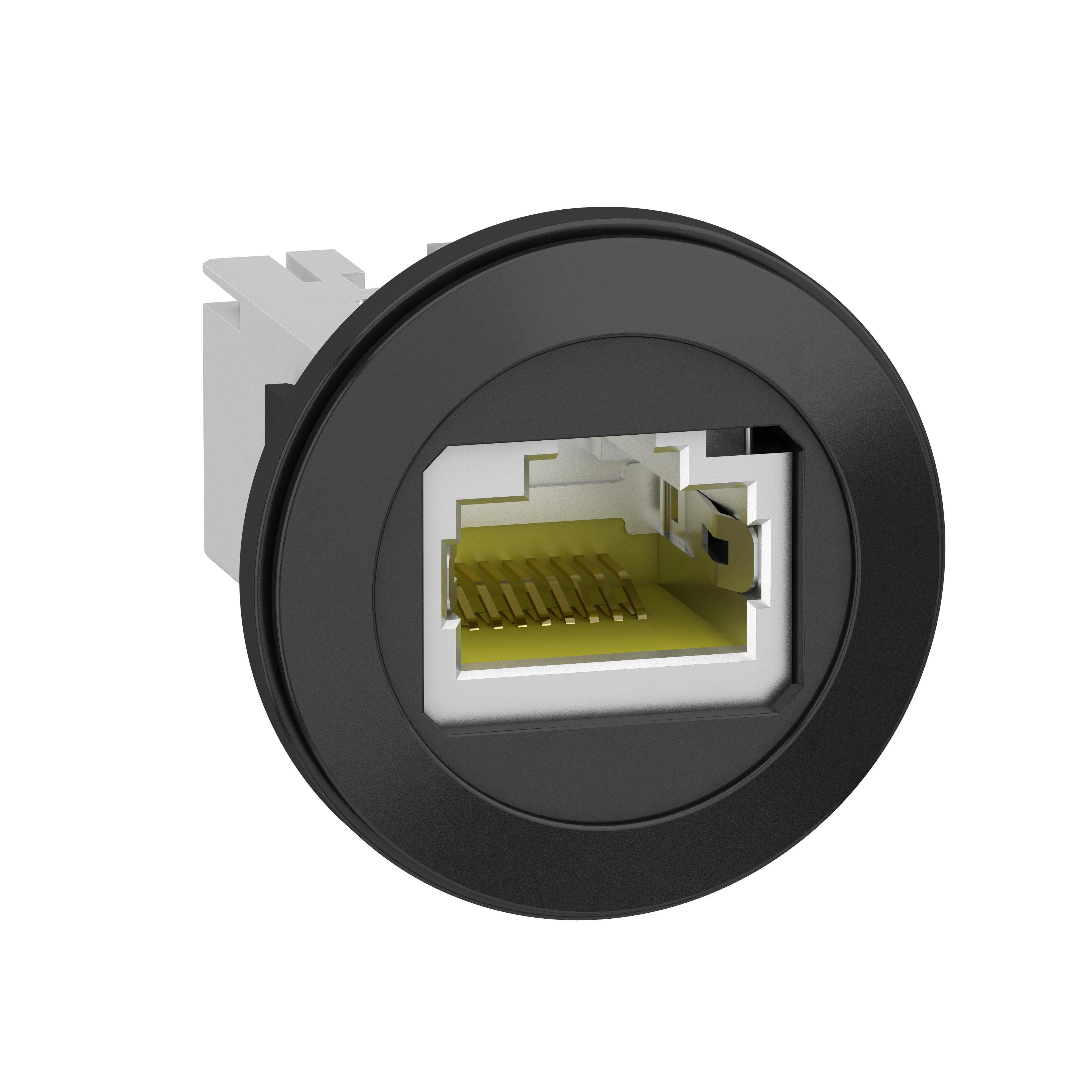 Picture of XB5PRJ45 - Panel mounted RJ45 port, Harmony XB5, plastic, 22mm, for ethernet interface, RJ45 jack