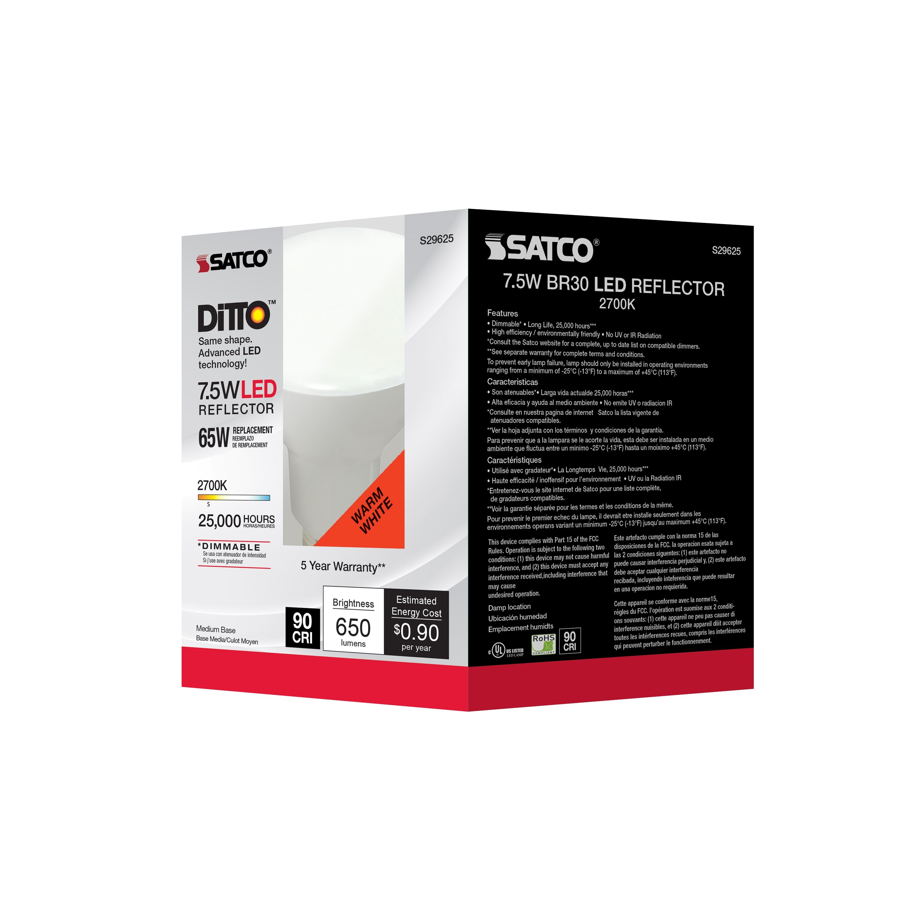 Picture of S29625 - 7.5 Watt - BR30 LED - 2700K - Medium base - 120 Volt