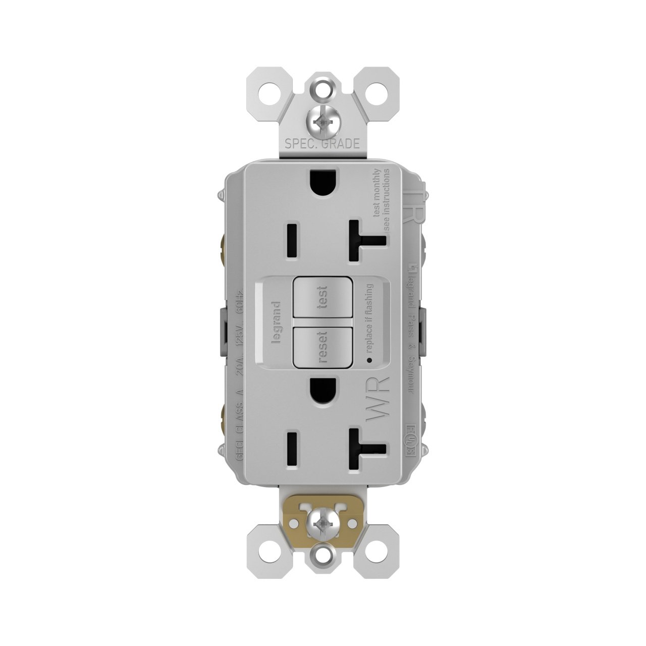 Picture of 2097-TRWRGRY - radiant® Tamper-Resistant Weather-Resistant 20A Duplex Self-Test GFCI Receptacles with SafeLock® Protection, Gray